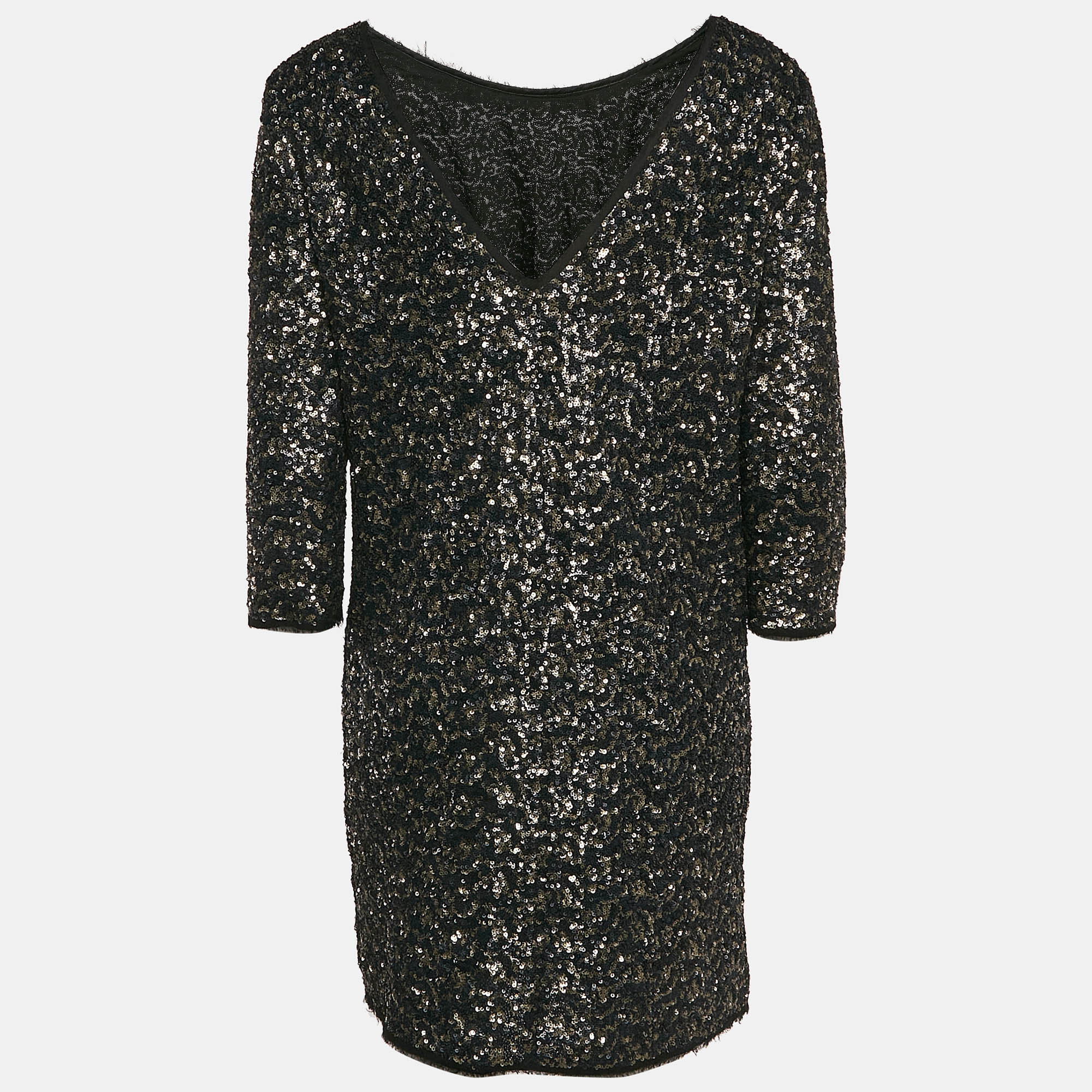 Zadig & Voltaire Deluxe Metallic Sequin And Mesh Rousse Mini Dress M