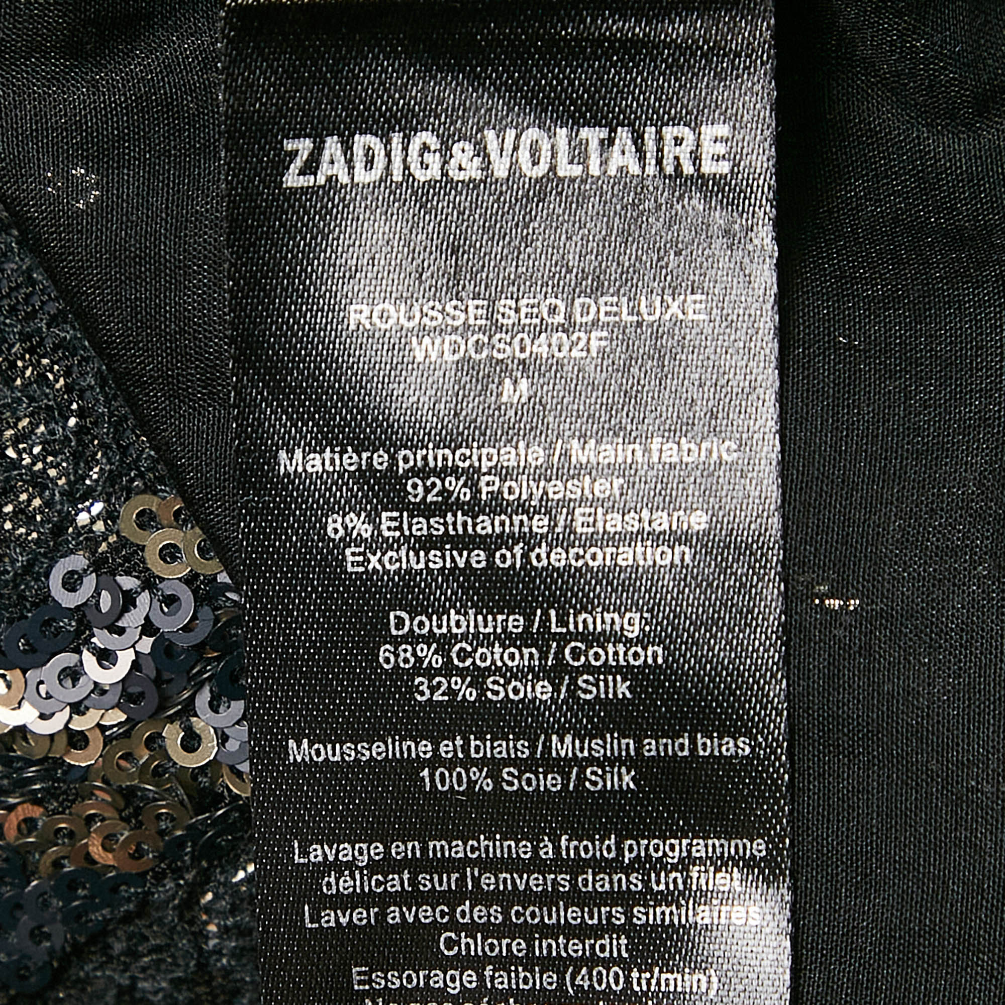 Zadig & Voltaire Deluxe Metallic Sequin And Mesh Rousse Mini Dress M