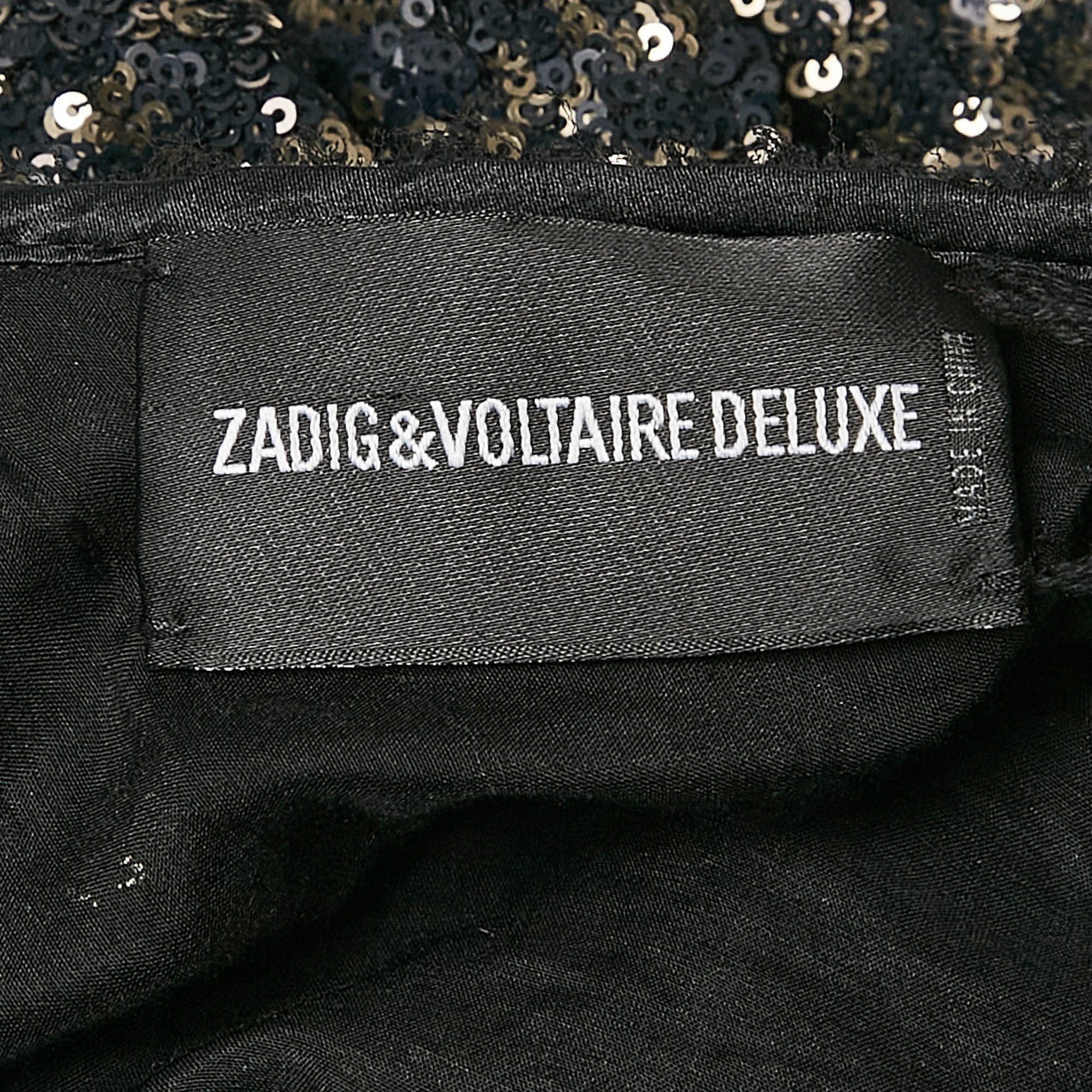 Zadig & Voltaire Deluxe Metallic Sequin And Mesh Rousse Mini Dress M