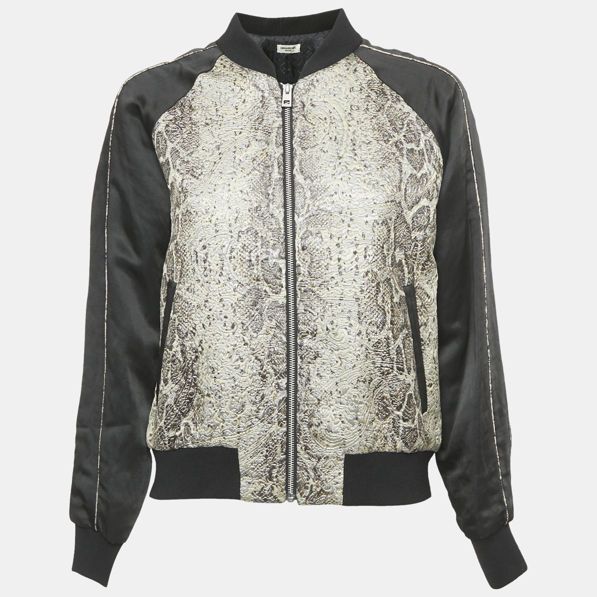 Zadig & Voltaire Deluxe Grey Jacquard and Satin Billy Snake Jacket M, Black
Zadig & Voltaire Deluxe Grey Jacquard and Satin Billy Snake Jacket M, Black
