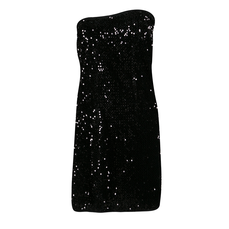 Image of Zadig and Voltaire Black Sequined Raleg Tube Mini Dress M