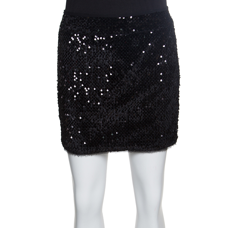 Image of Zadig and Voltaire Black Sequined Jasmi Mini Skirt S