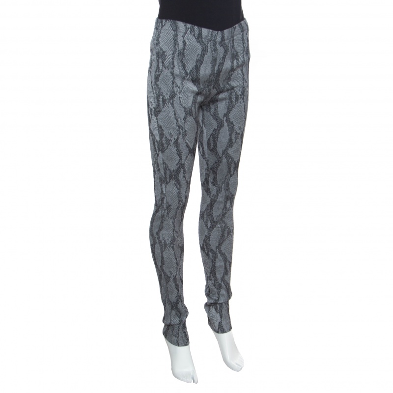 Zadig and Voltaire Grey Python Pattern Jacquard Pharell Leggings M
