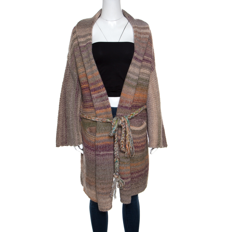 Image of Zadig and Voltaire Multicolor Chunky Knit Belted Mia Cardigan XS/S