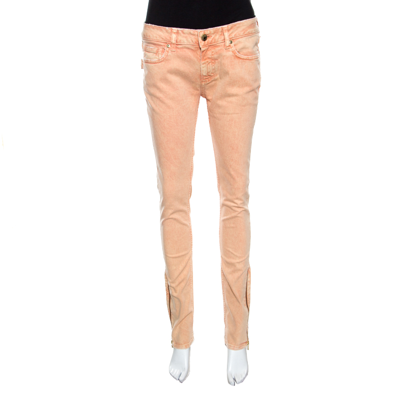 Image of Zadig and Voltaire Orange Overdyed Denim Skinny Eva Snow Jeans M