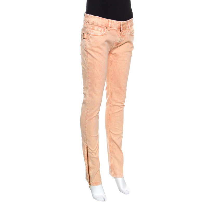 Zadig and Voltaire Orange Overdyed Denim Skinny Eva Snow Jeans M