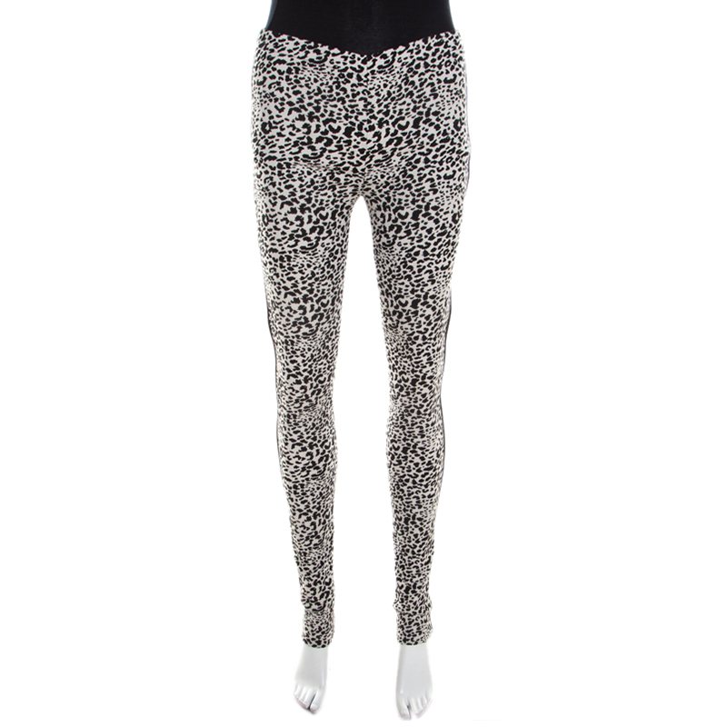 Image of Zadig and Voltaire Monochrome Leopard Patterned Jacquard Pharell Leggings M