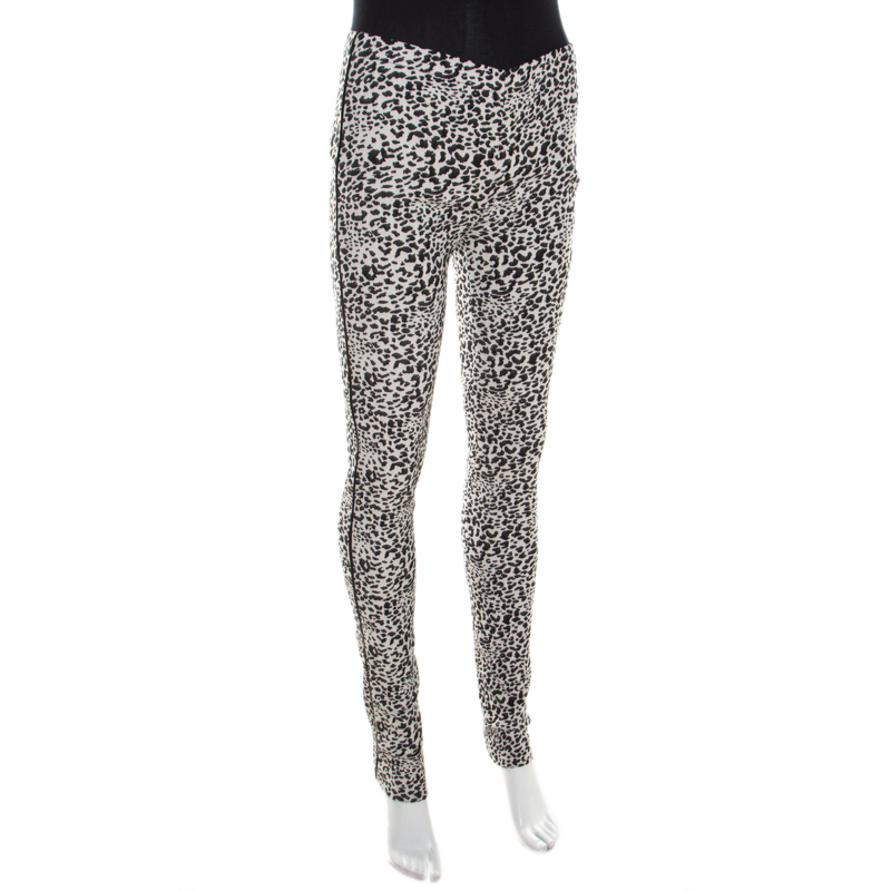 Zadig and Voltaire Monochrome Leopard Patterned Jacquard Pharell Leggings M