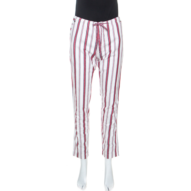 Image of Zadig & Voltaire White Striped Twill Cotton Paris Raye Pants S