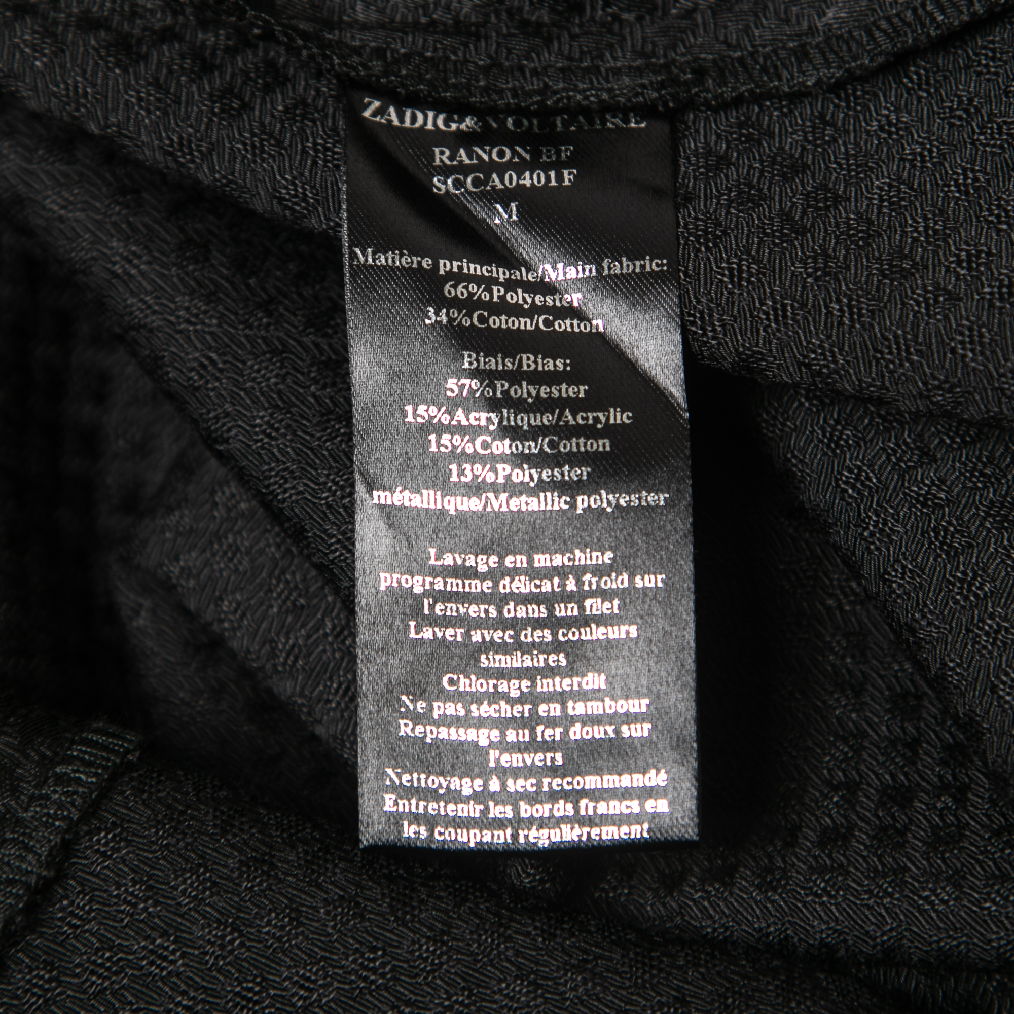 Zadig & Voltaire Black Jacquard Studded Short Sleeve Midi Dress M