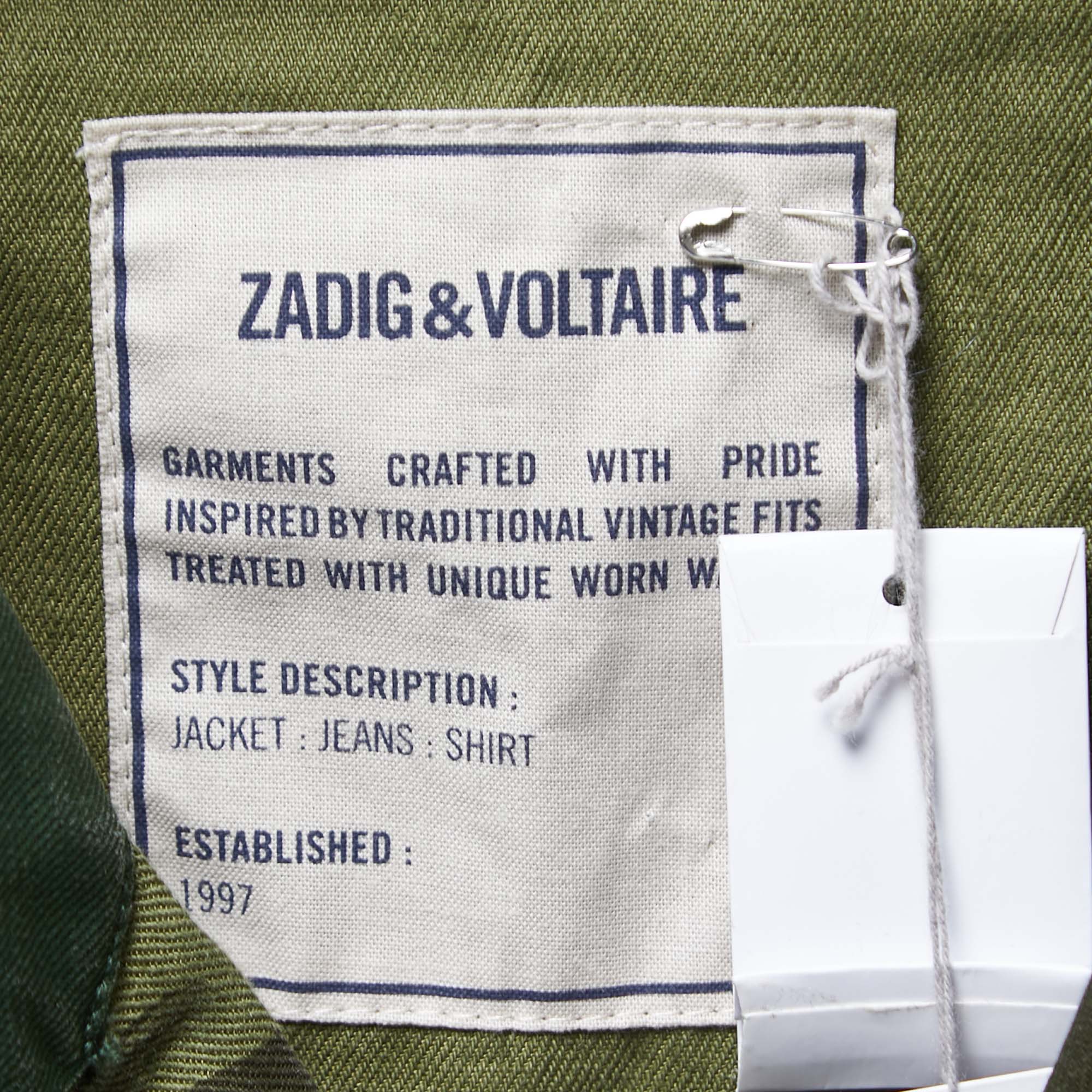 Zadig And Voltaire Green Camouflage Cotton & Linen Jacket S