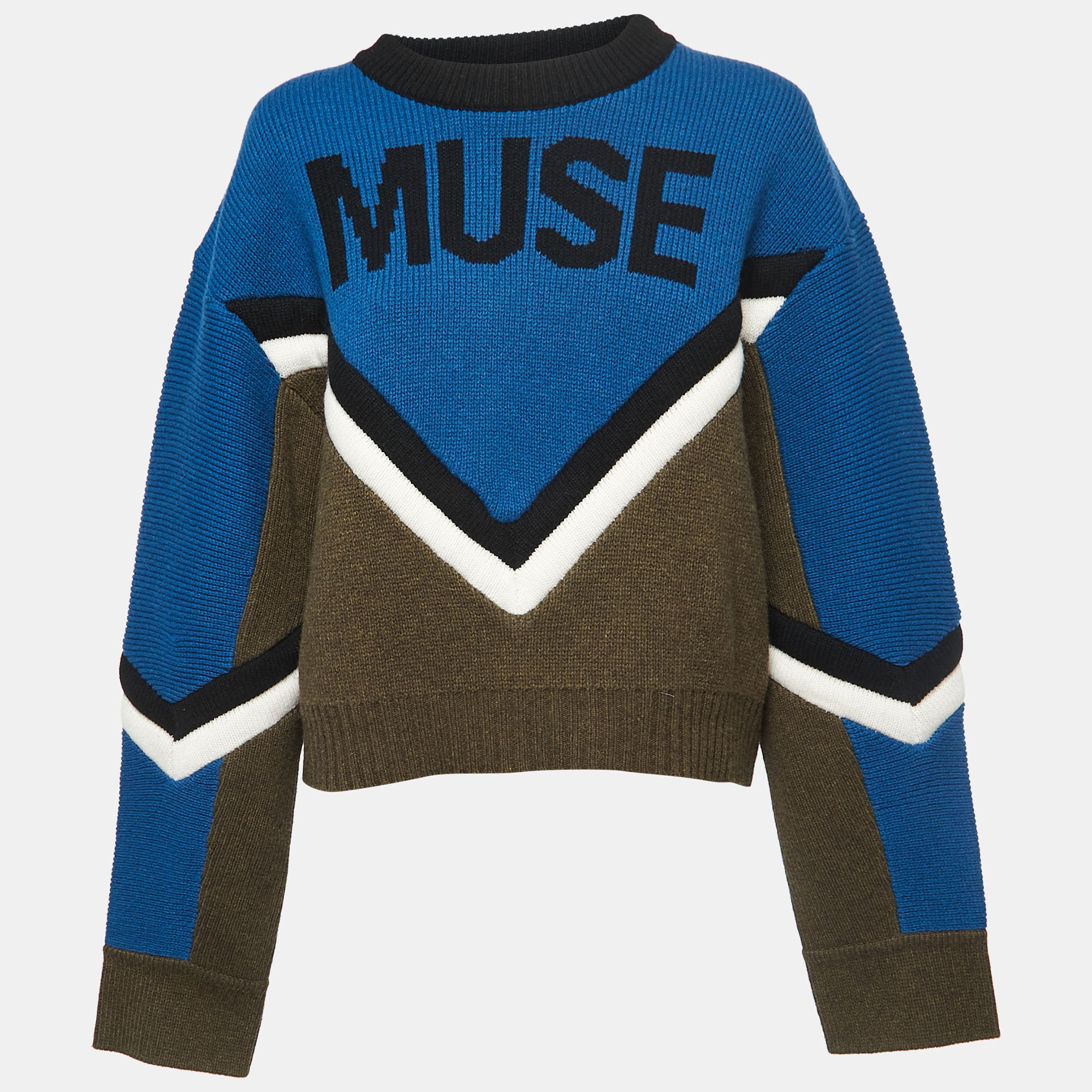 Zadig And Voltaire Blue Contrast Wool Muse Sweater L
