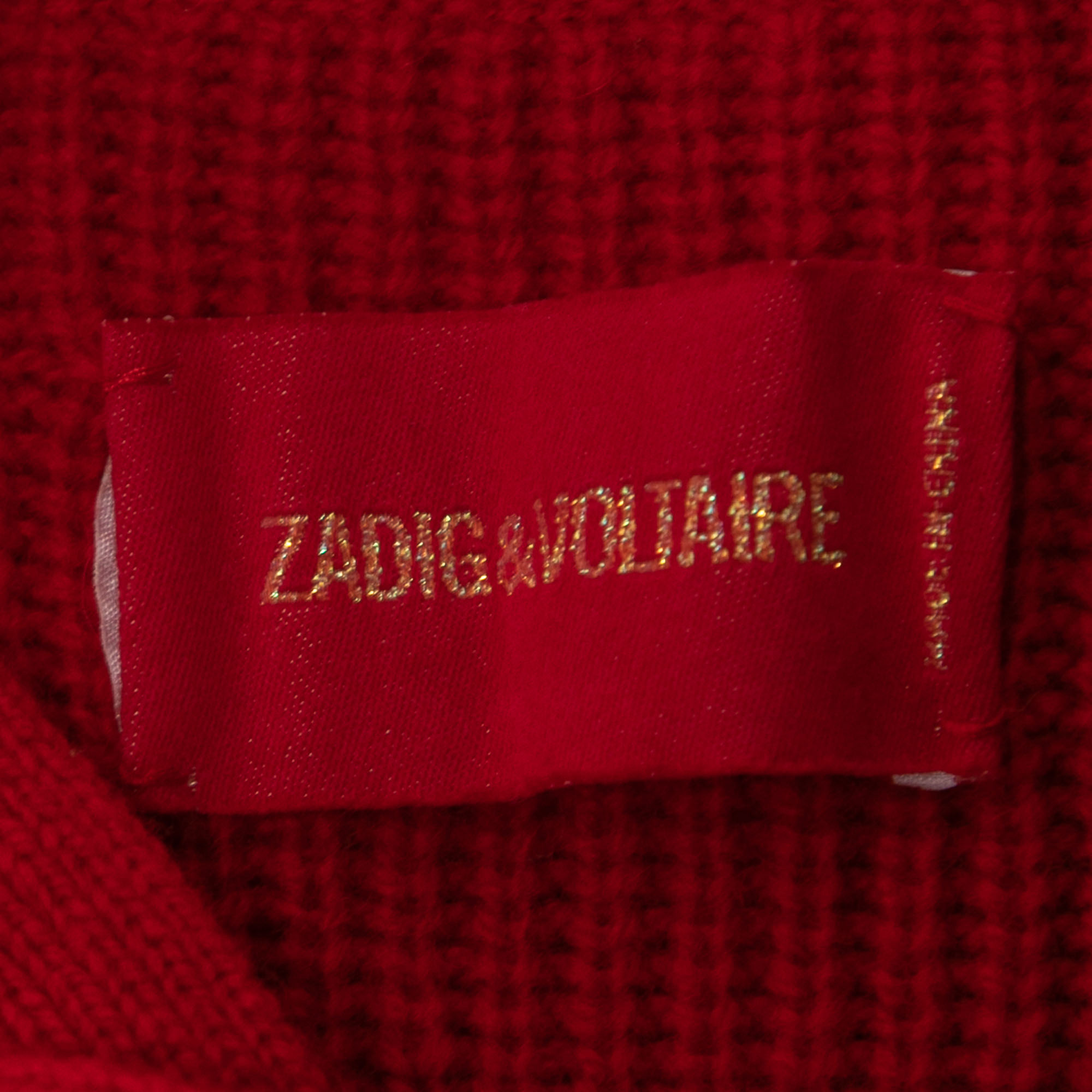 Zadig & Voltaire Red Wool Lace-Up Knitted Sweater L