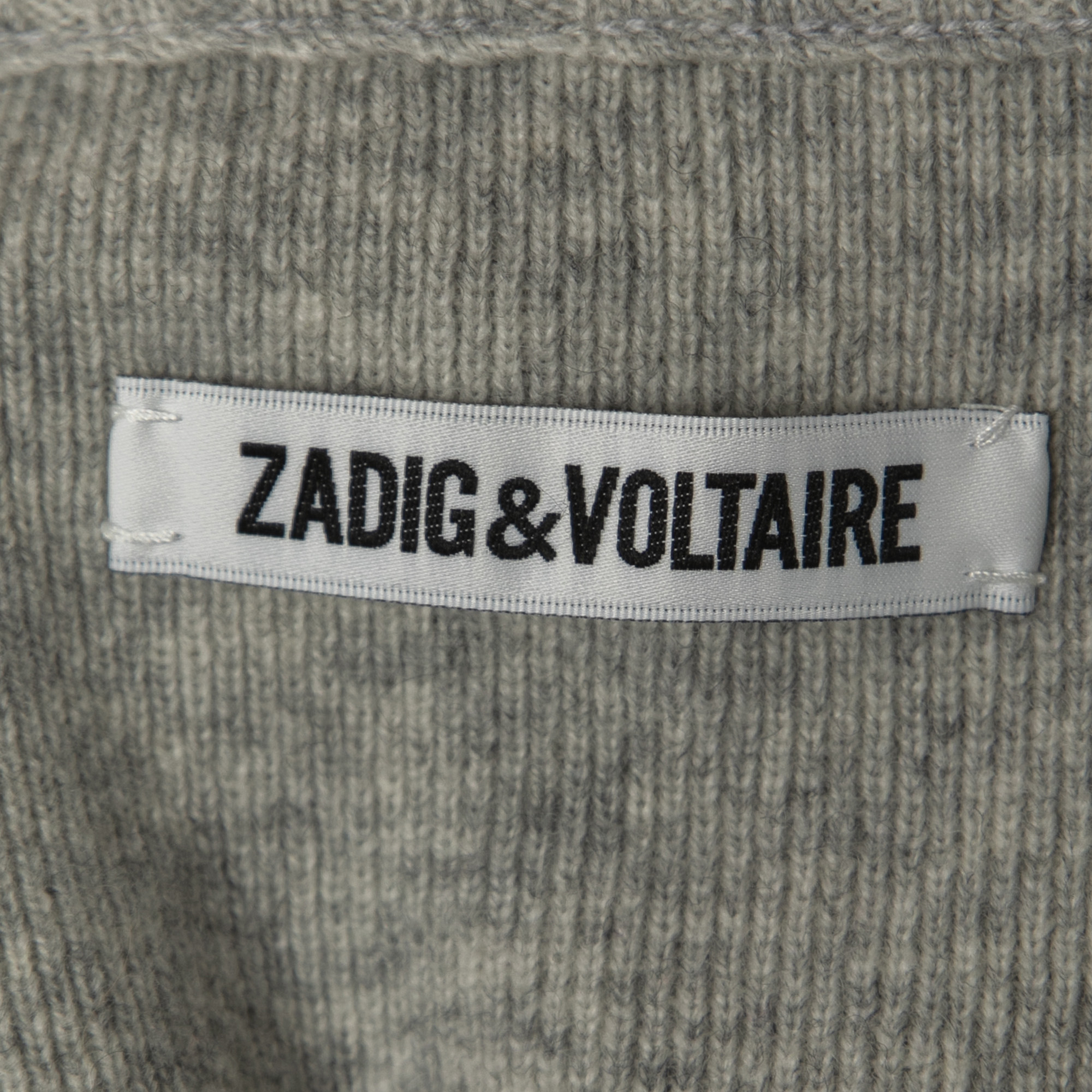 Zadig & Voltaire Grey/Navy Blue Wool Crew Neck Sweater XL