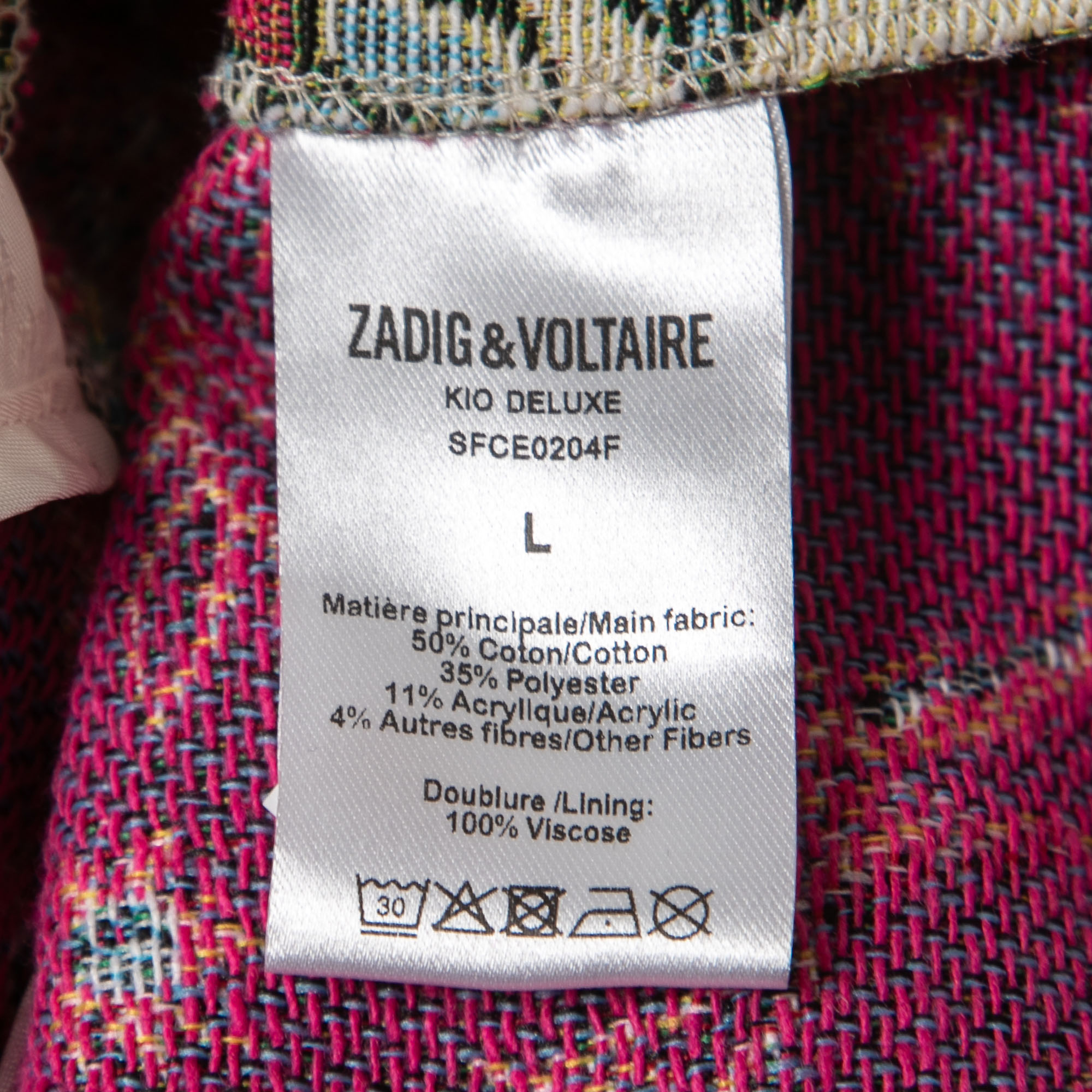 Zadig & Voltaire Multicolor Patterne Denim Fringed Vest L