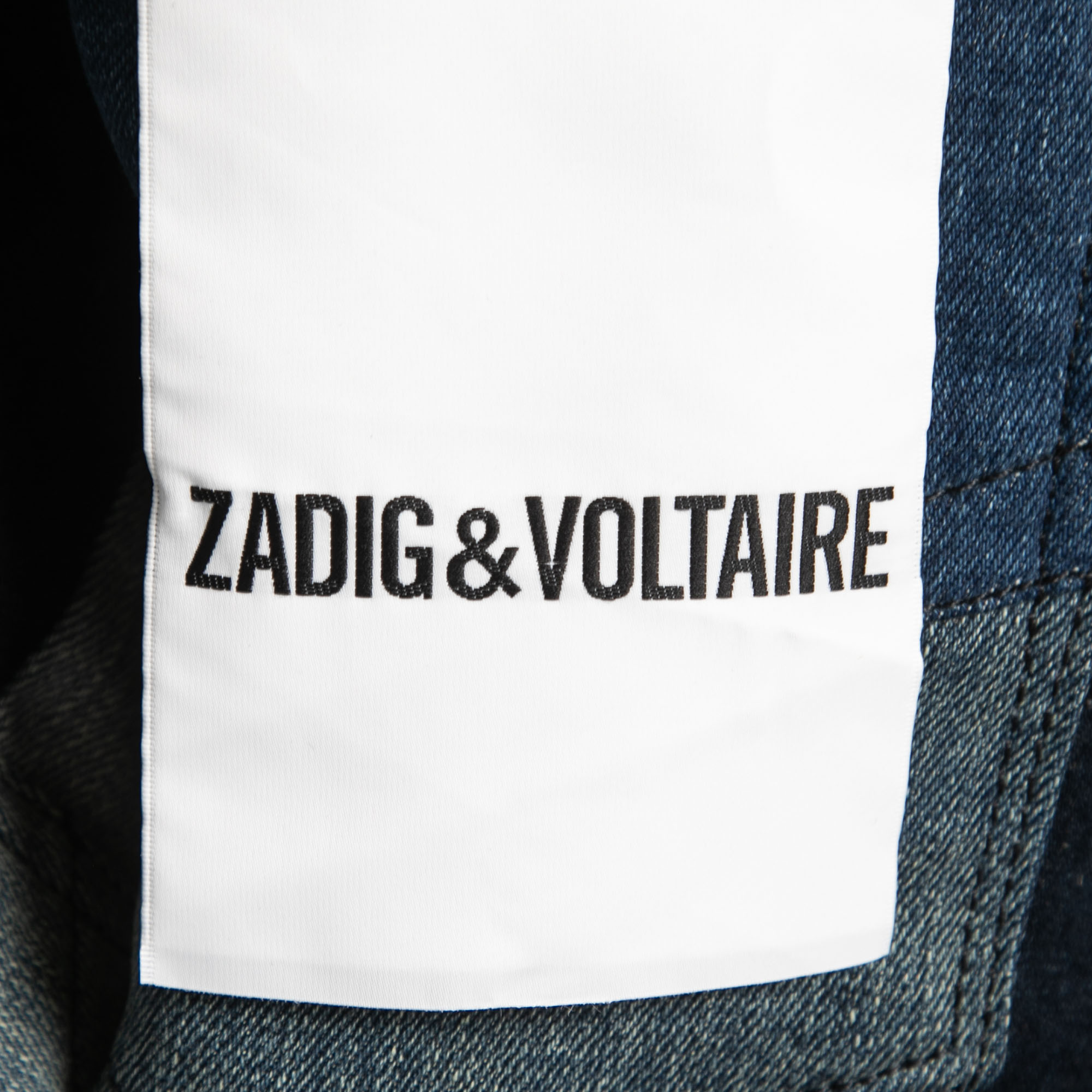 Zadig And Voltaire Deluxe Blue Denim Patched Mini Skirt M