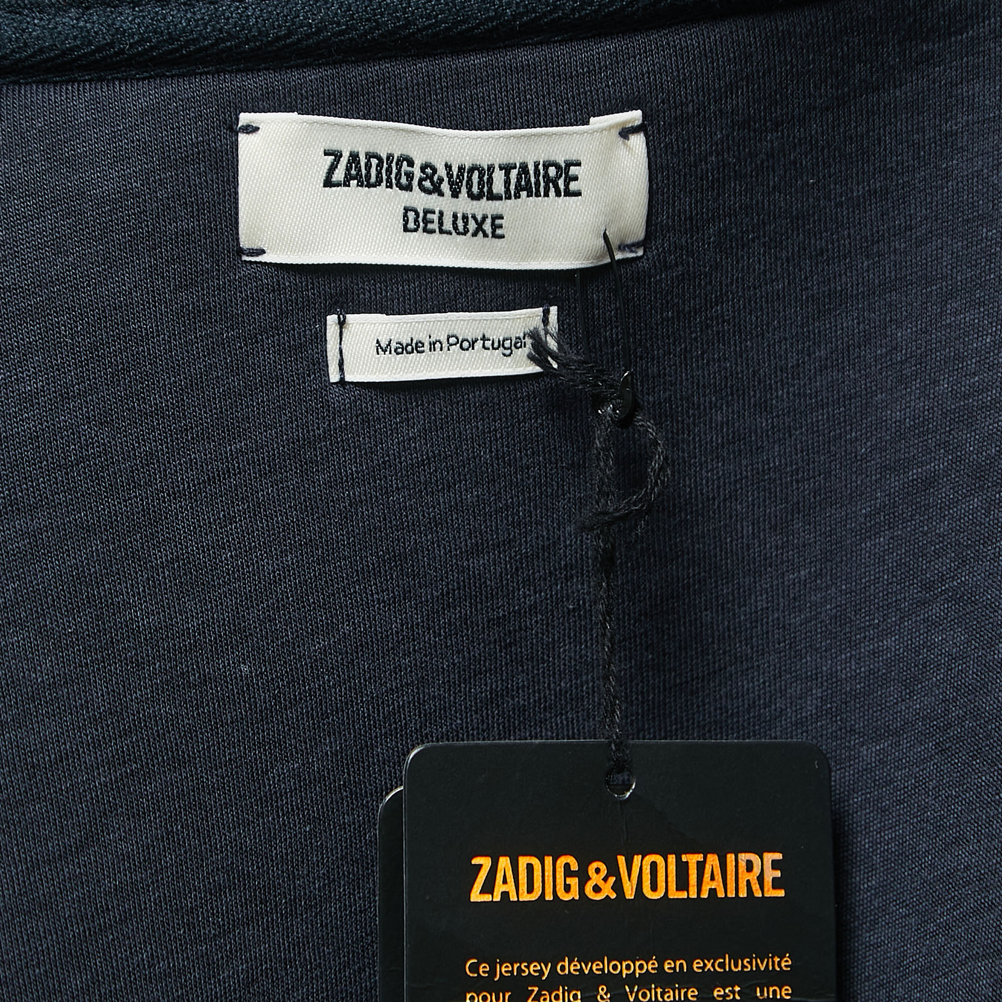 Zadig And Voltaire Navy Blue Neoprene Zip-Up Hooded Jacket L