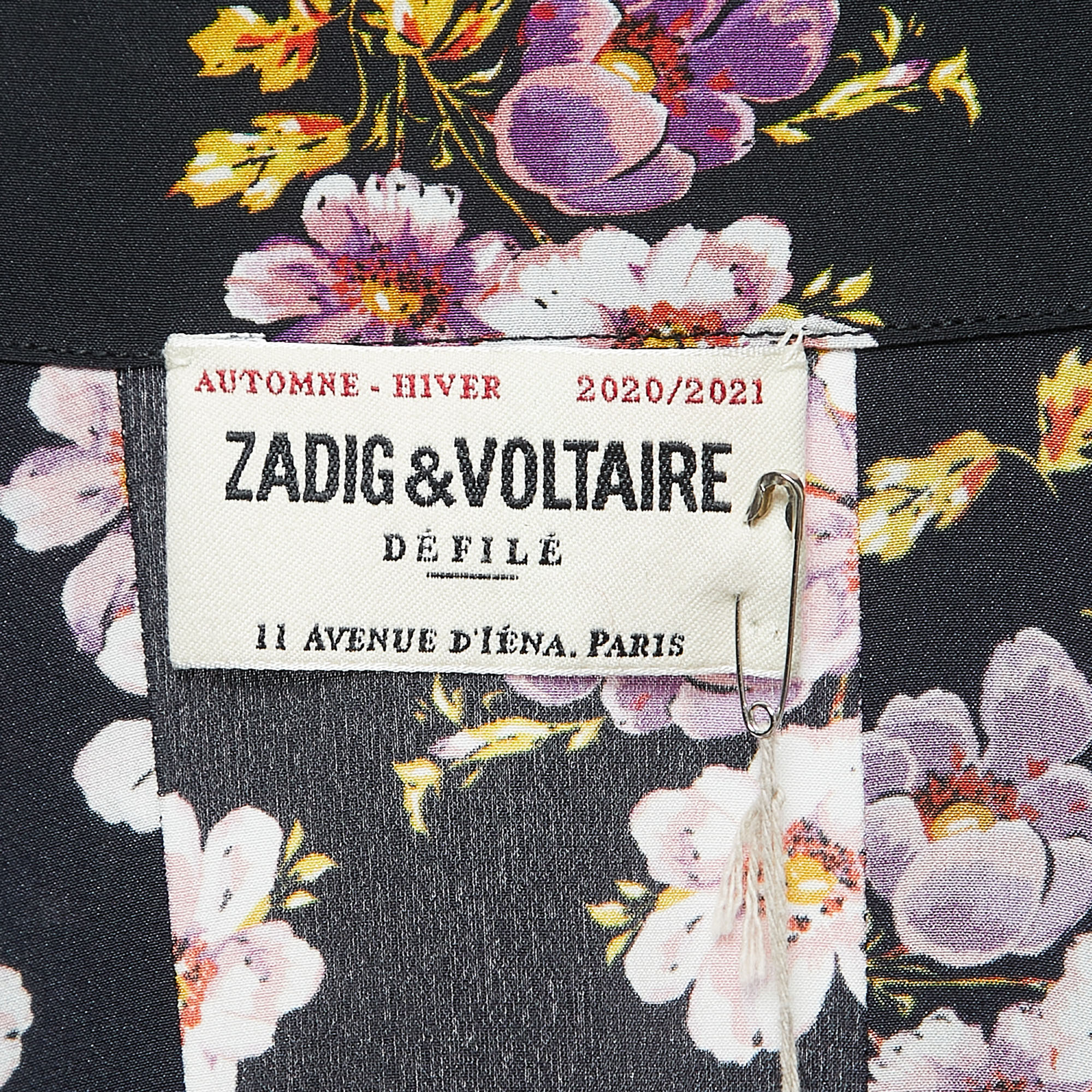 Zadig & Voltaire Black Floral Print Silk Buttoned Maxi Dress XS