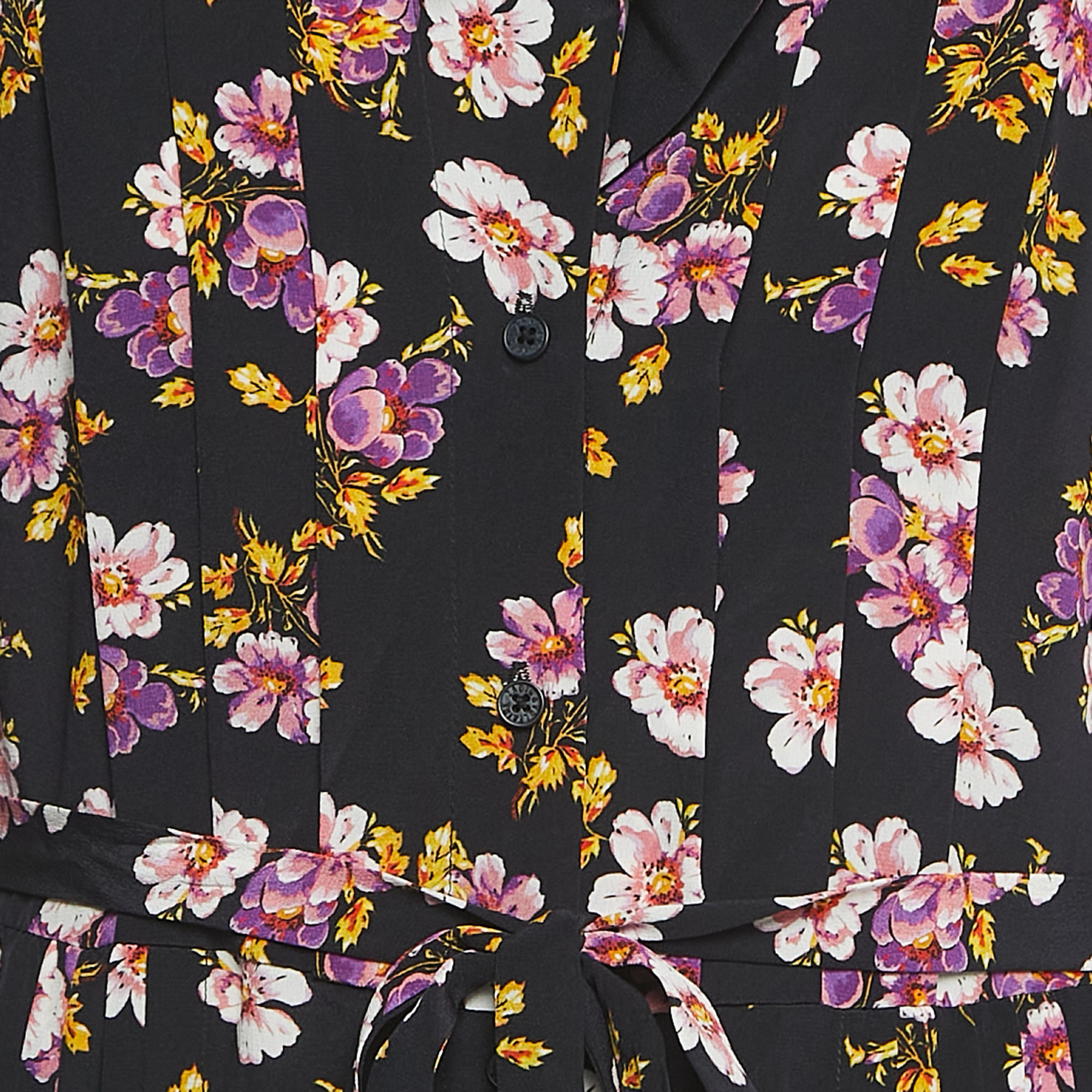 Zadig & Voltaire Black Floral Print Silk Buttoned Maxi Dress XS