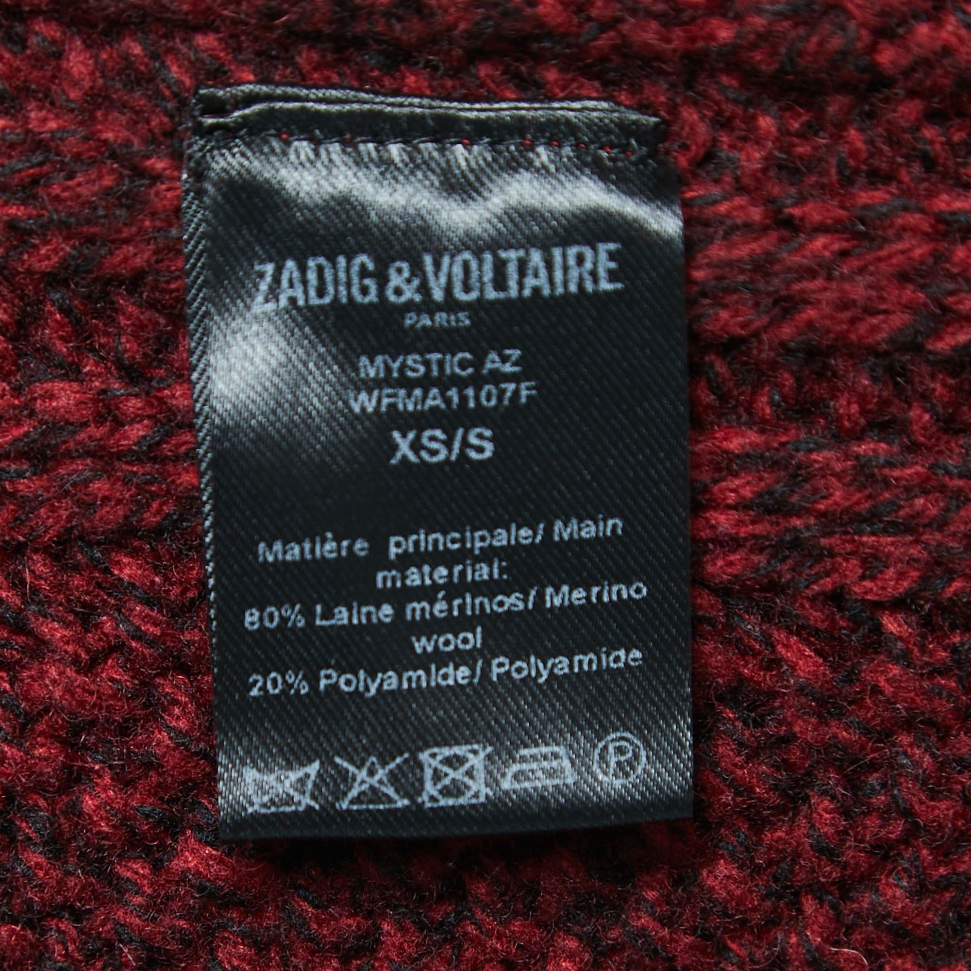 Zadig & Voltaire Burgundy Wool Blend Open Front Cardigan XS/S