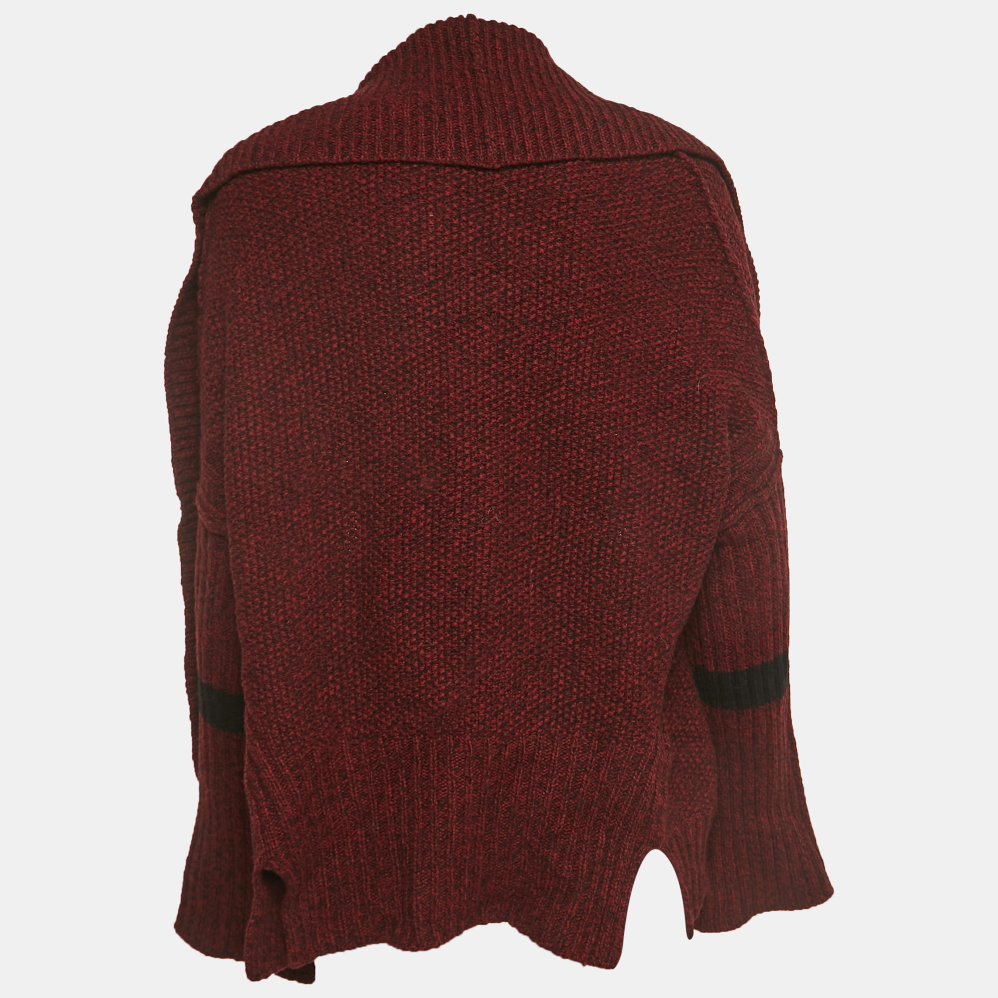 

Zadig & Voltaire Burgundy Wool Knit Open Front Cardigan /L, Red
