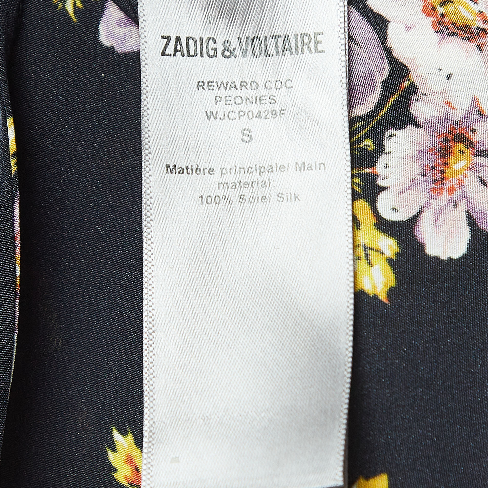 Zadig & Voltaire Black Floral Print Silk Button Front Maxi Dress S