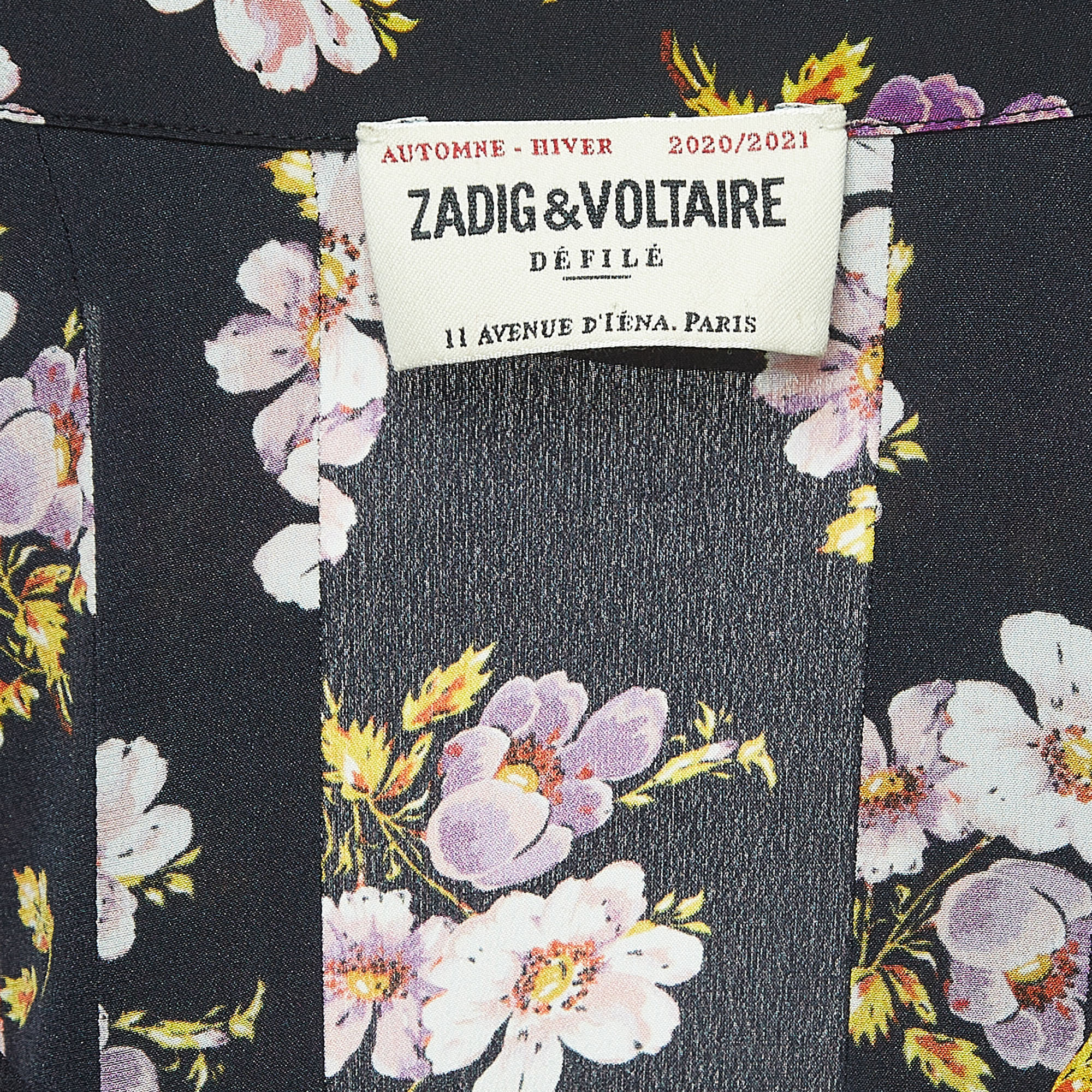 Zadig & Voltaire Black Floral Print Silk Button Front Maxi Dress S