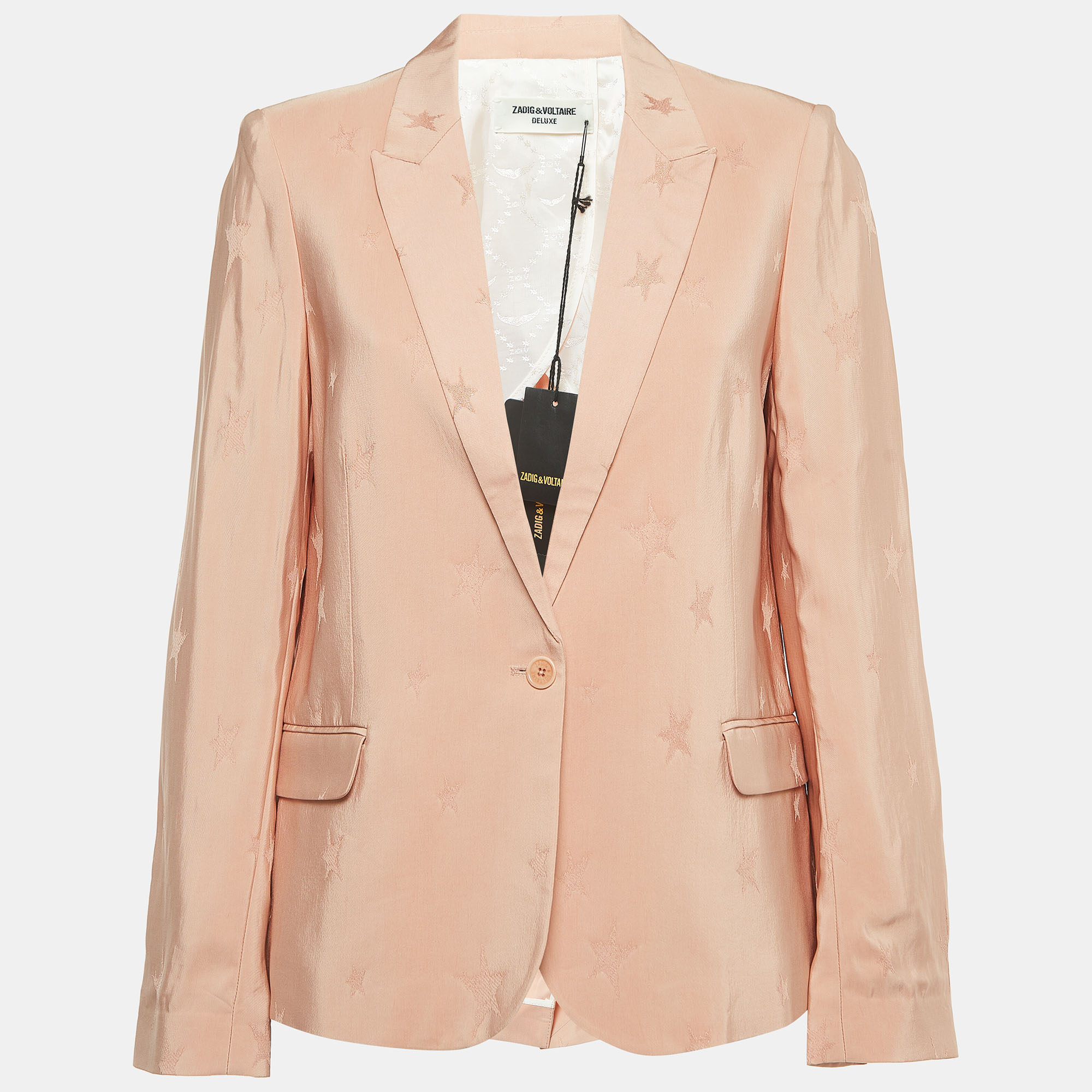 Zadig & Voltaire Pink Star Jacquard Single-Breasted Blazer M