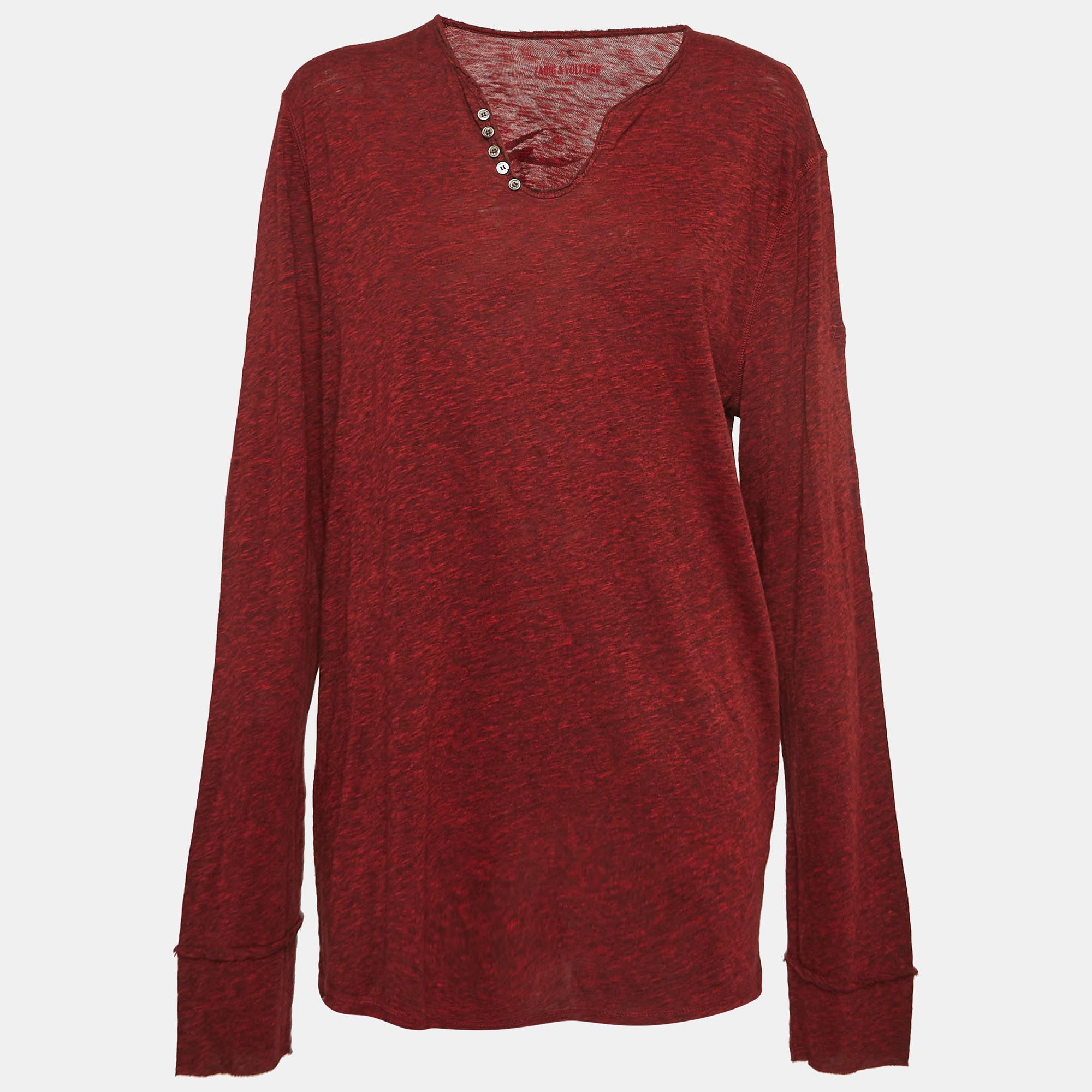 Zadig & voltaire red cotton blend long sleeve t-shirt xl