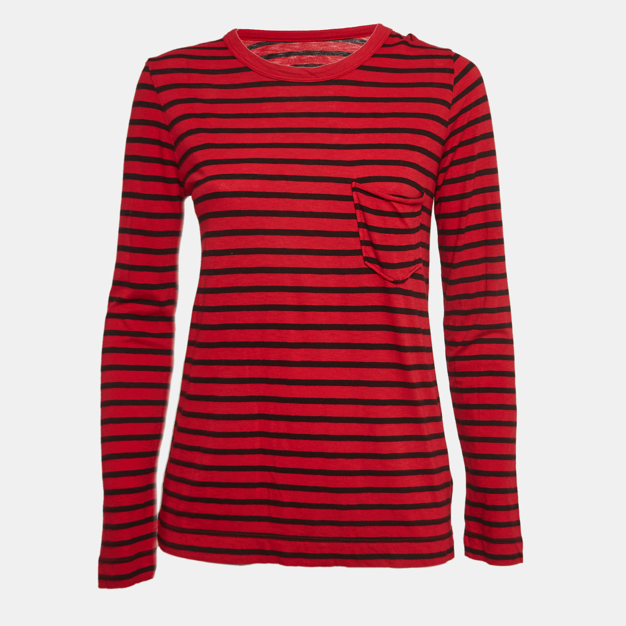 Zadig & voltaire red striped cotton long sleeve t-shirt s