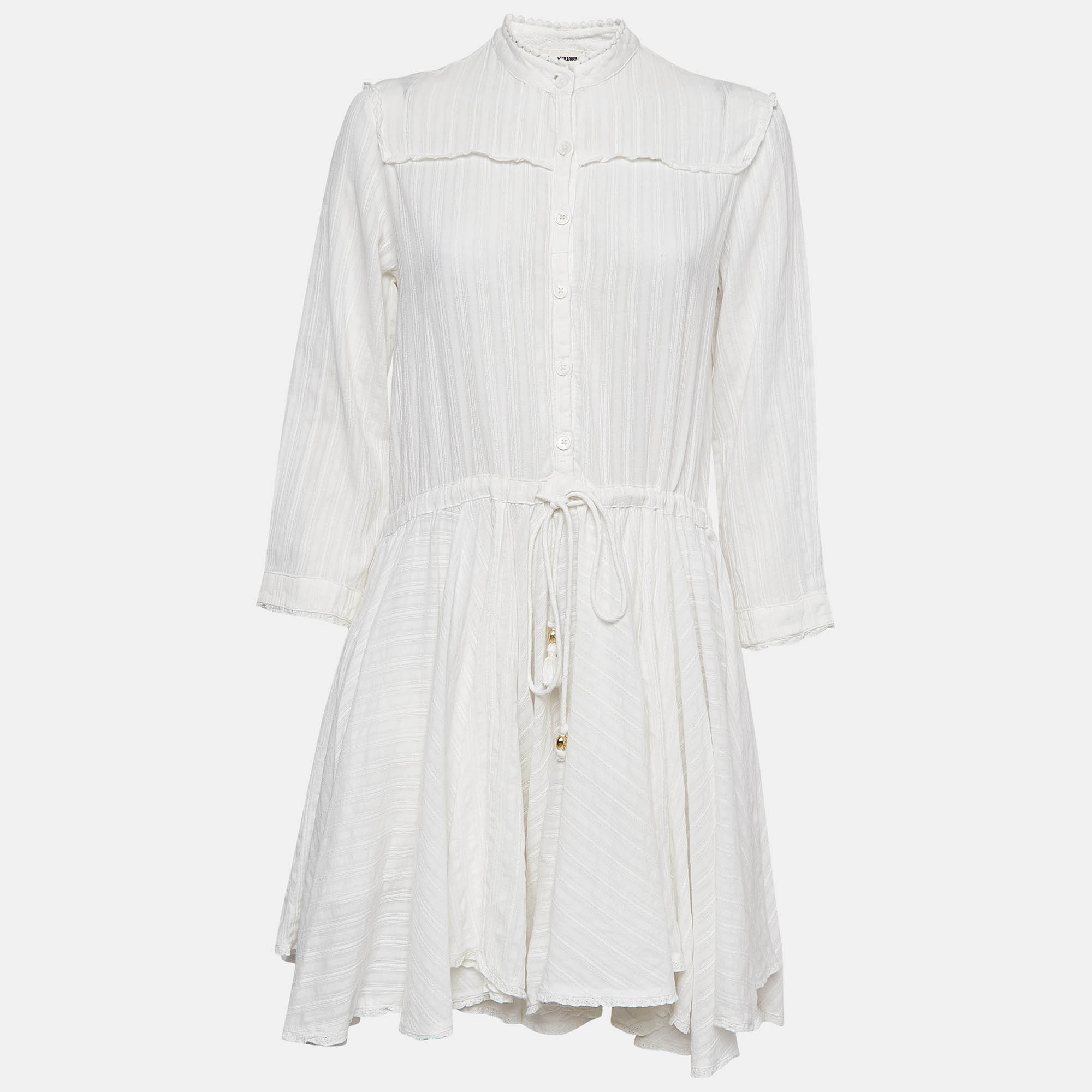 Zadig & voltaire white patterned cotton mini dress s