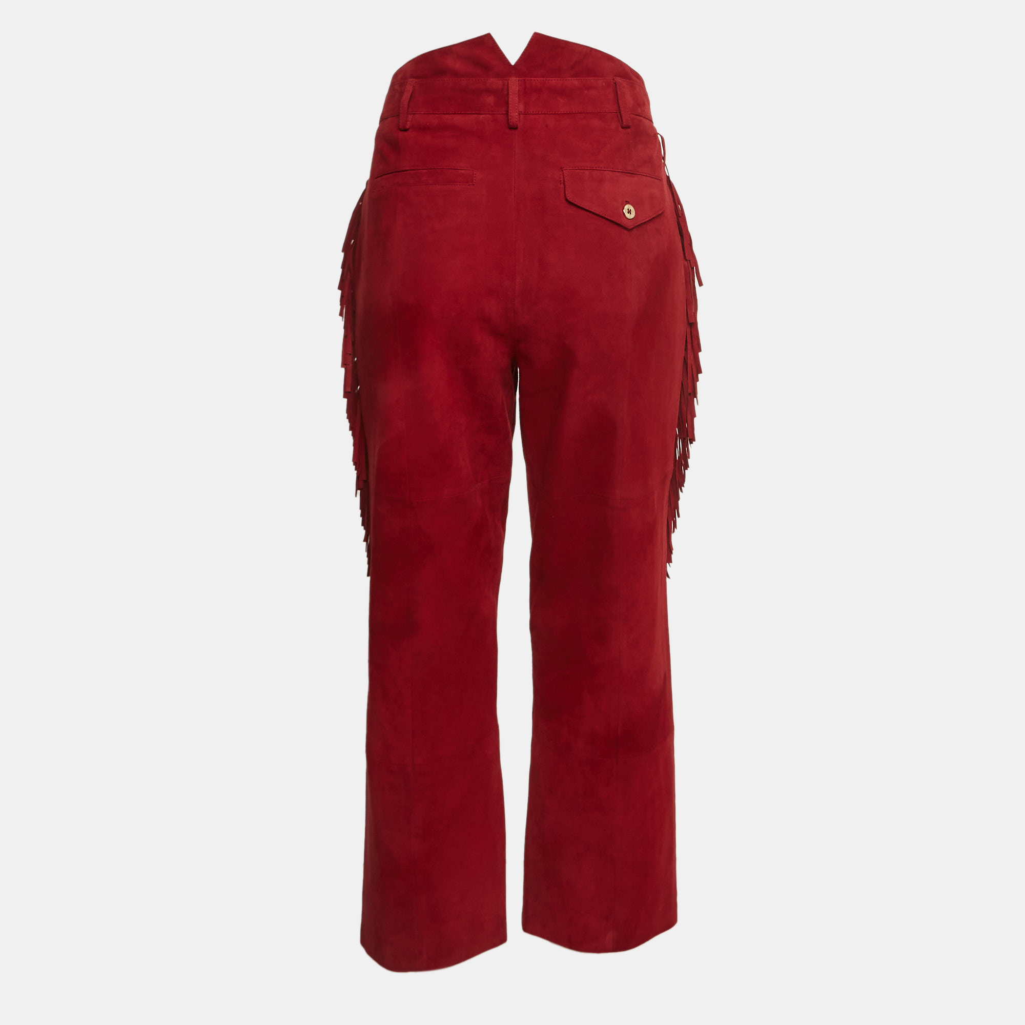 Zadig & Voltaire Red Suede Fringed Trousers M