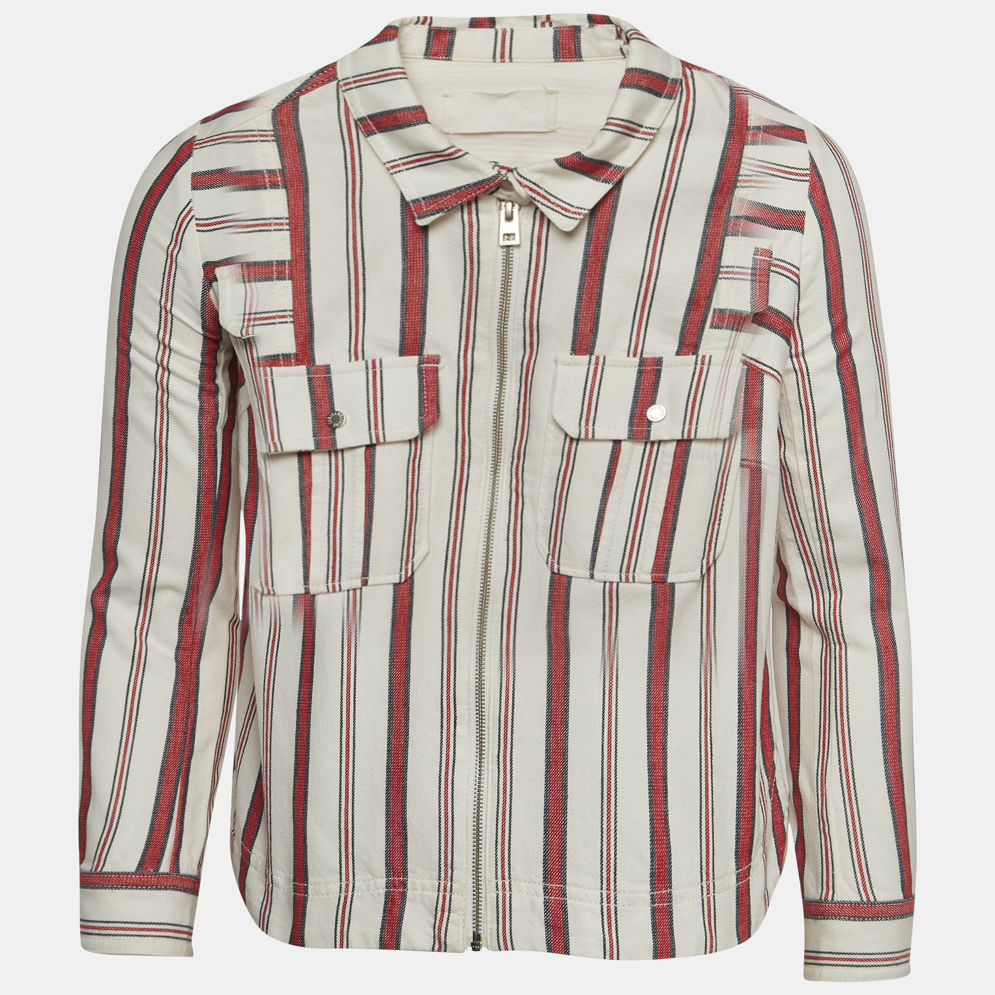 Zadig & voltaire zadig and voltaire white/red striped cotton tach raye shirt s