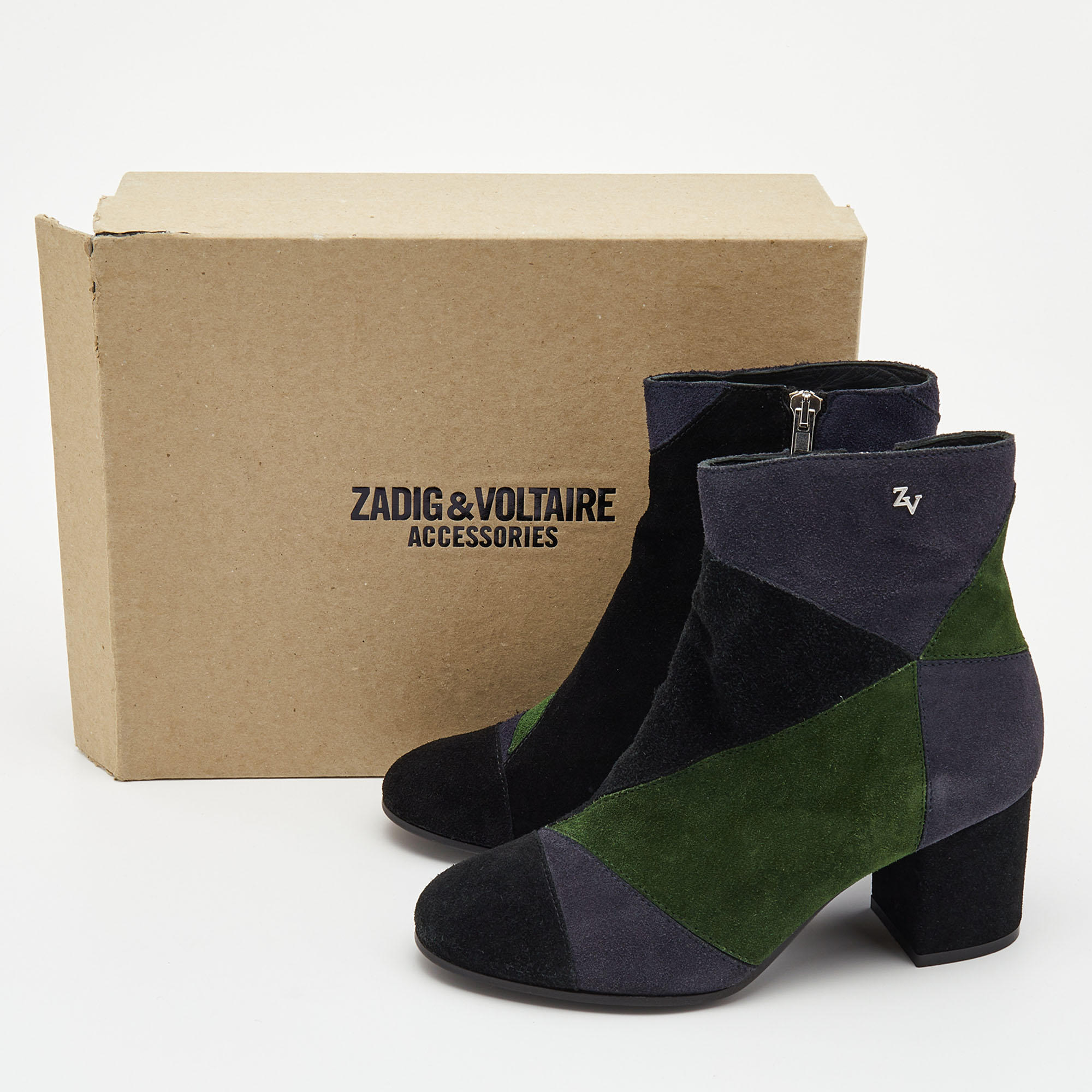 Zadig & Voltaire Tricolor Suede Ankle Length Boots Size 36