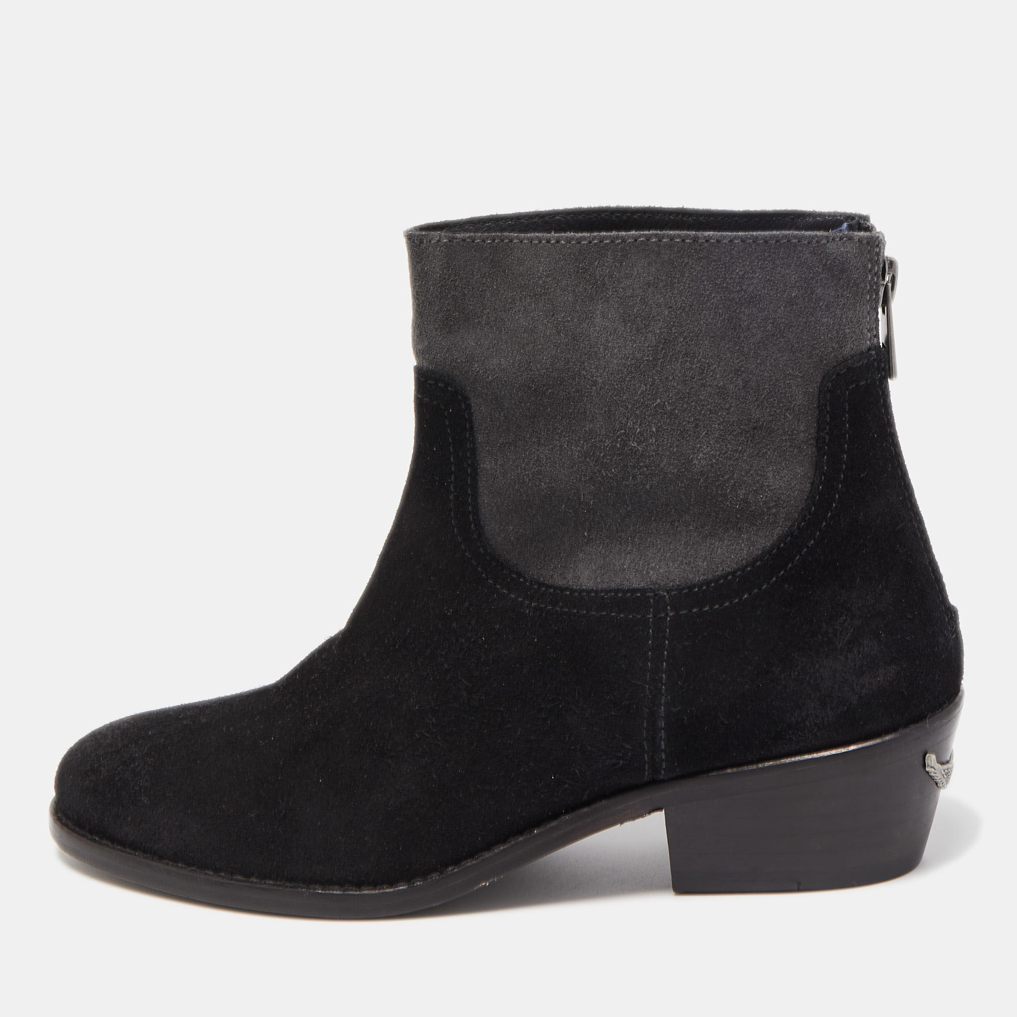 Zadig & voltaire black suede ankle boots size 36