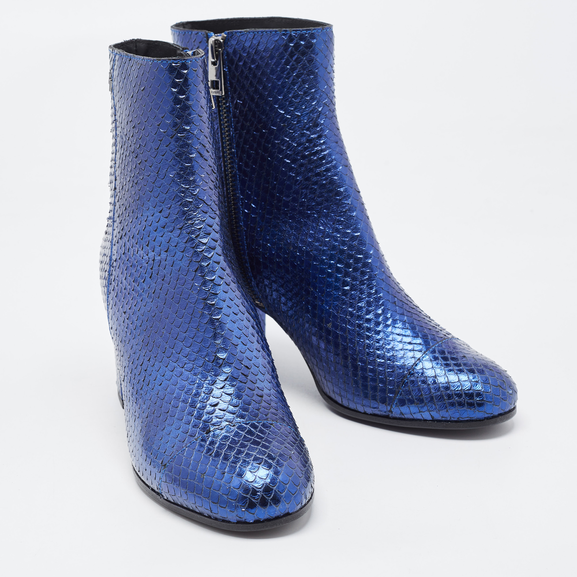 Zadig & Voltaire Blue Python Ankle Boots Size 36