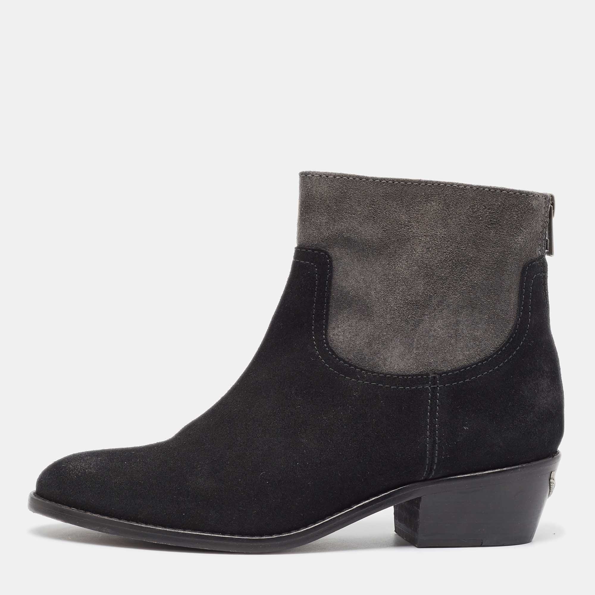 Zadig & voltaire black suede teddy ankle boots size 37