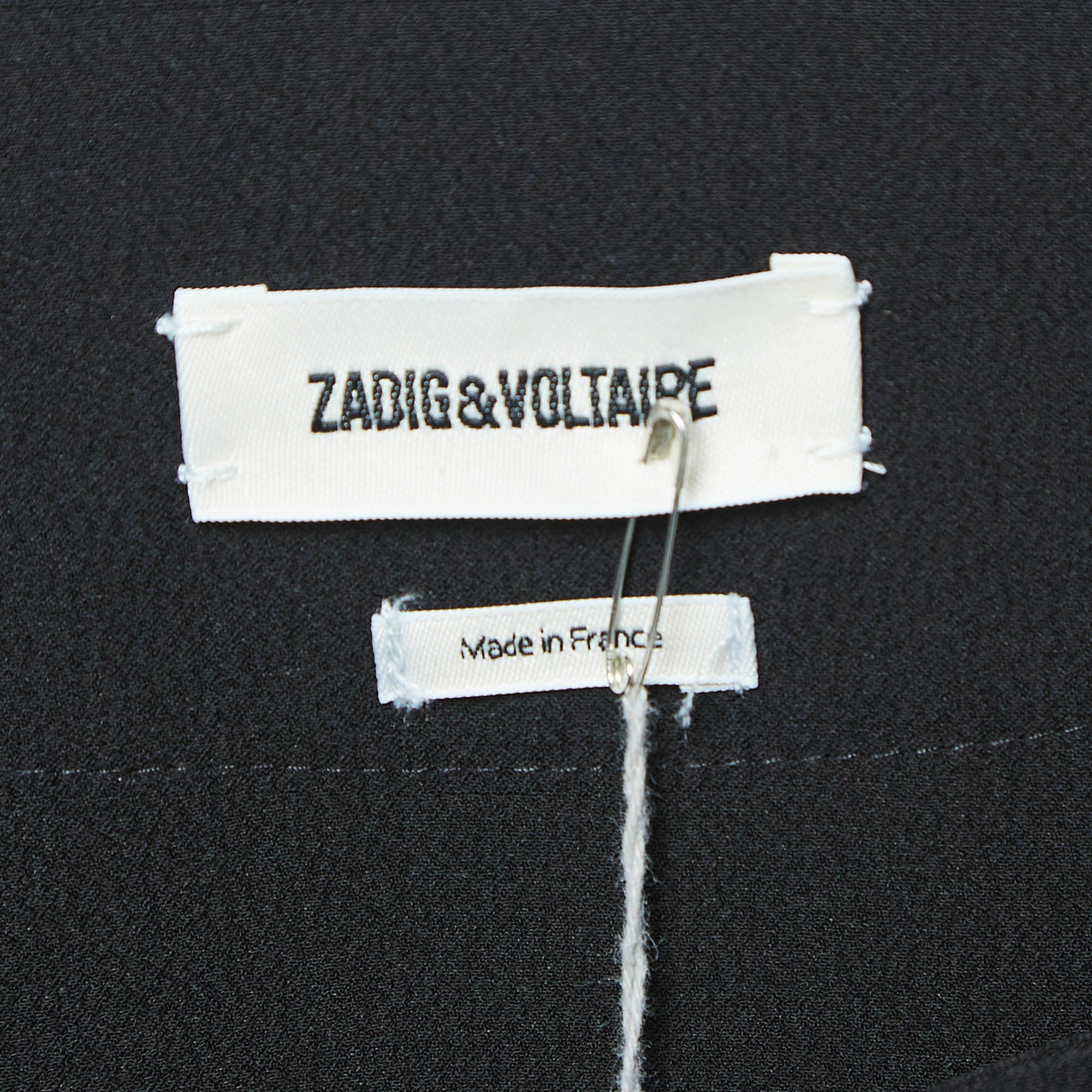 Zadig & Voltaire Black Crepe & Satin Gathered Short Dress L