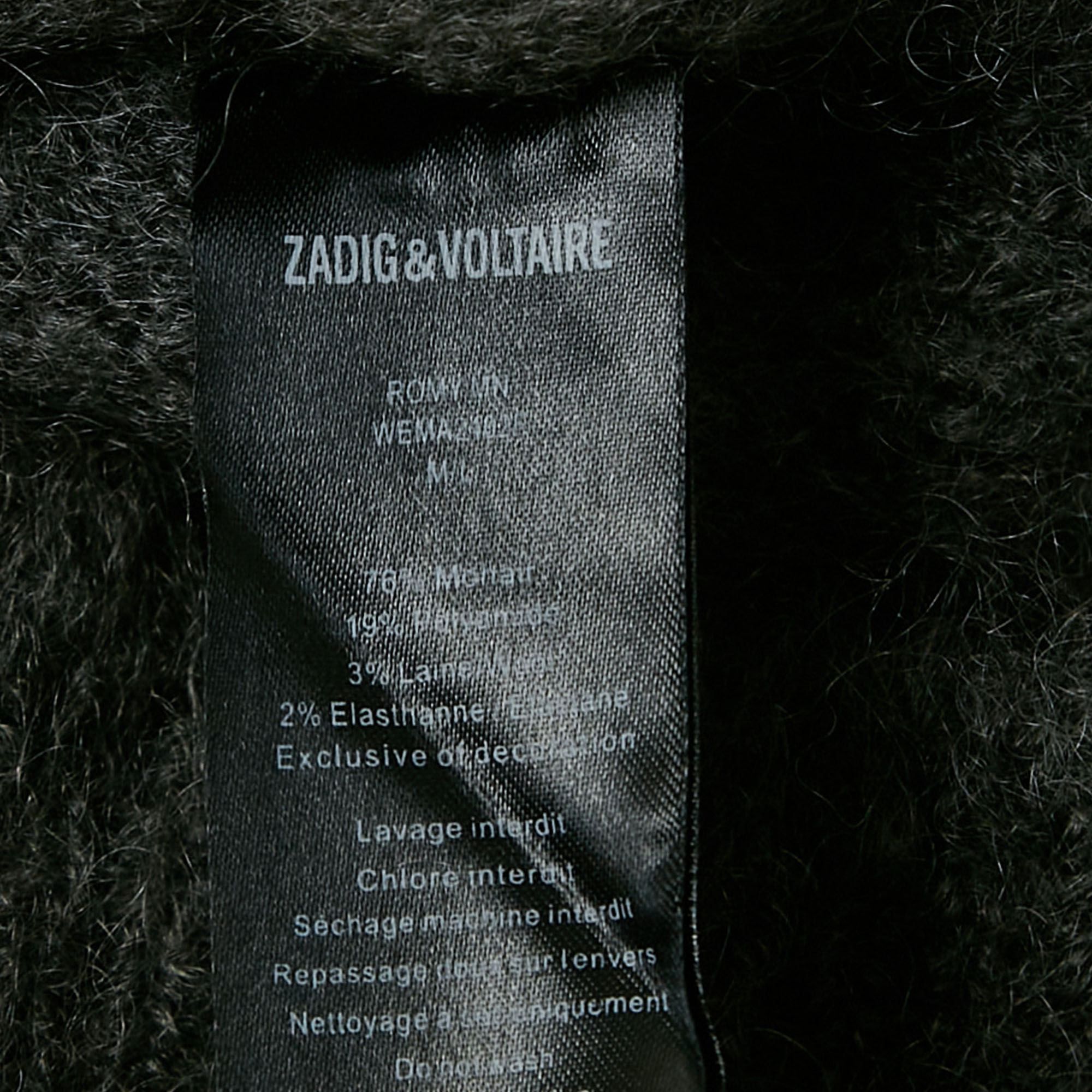 Zadig & Voltaire Grey Wool Button Front Belted Cardigan L