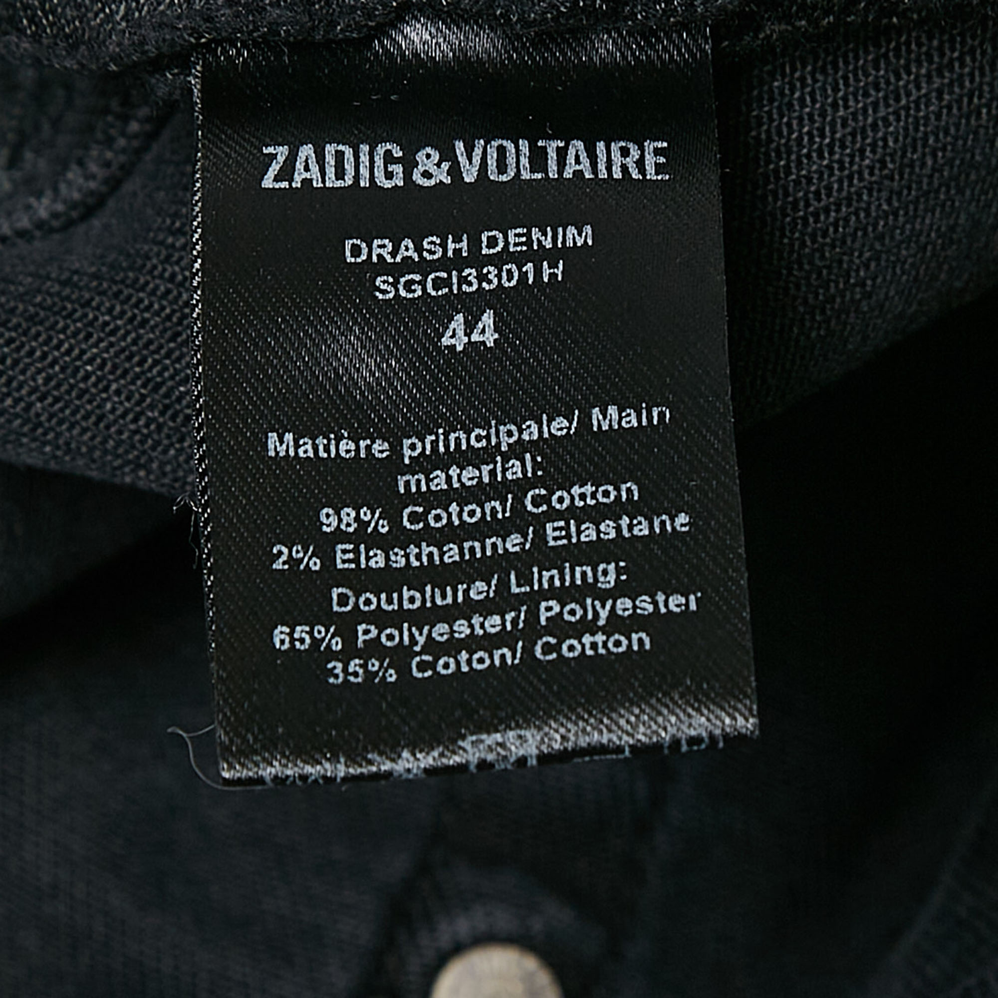 Zadig & Voltaire Black Distressed Denim Shorts L