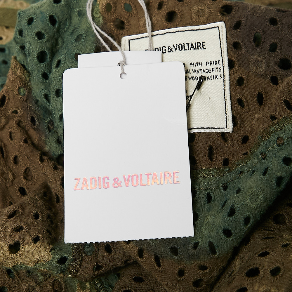 Zadig & Voltaire Green Camouflage Print Cotton Rafal Short Dress XS