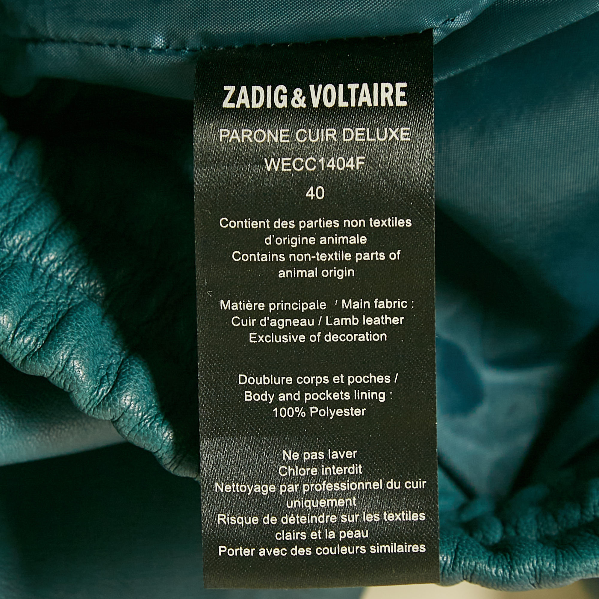 Zadig & Voltaire Blue Genuine Leather Parone Deluxe Pants M