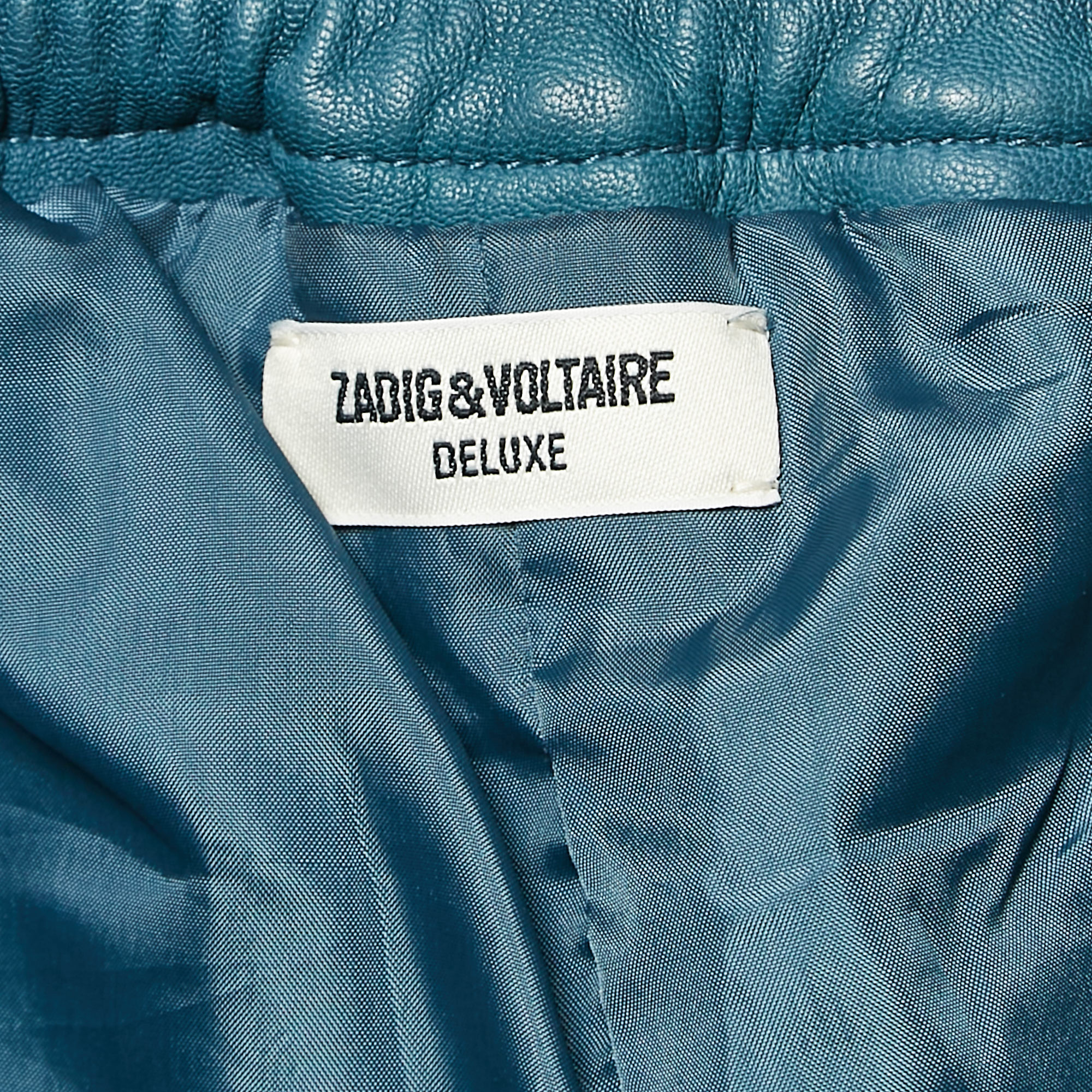 Zadig & Voltaire Blue Genuine Leather Parone Deluxe Pants M