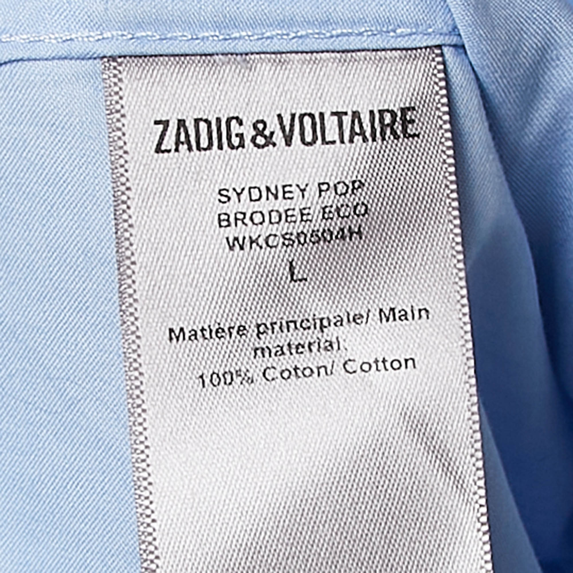 Zadig & Voltaire Blue Cotton Sydney Pop Eco Shirt L