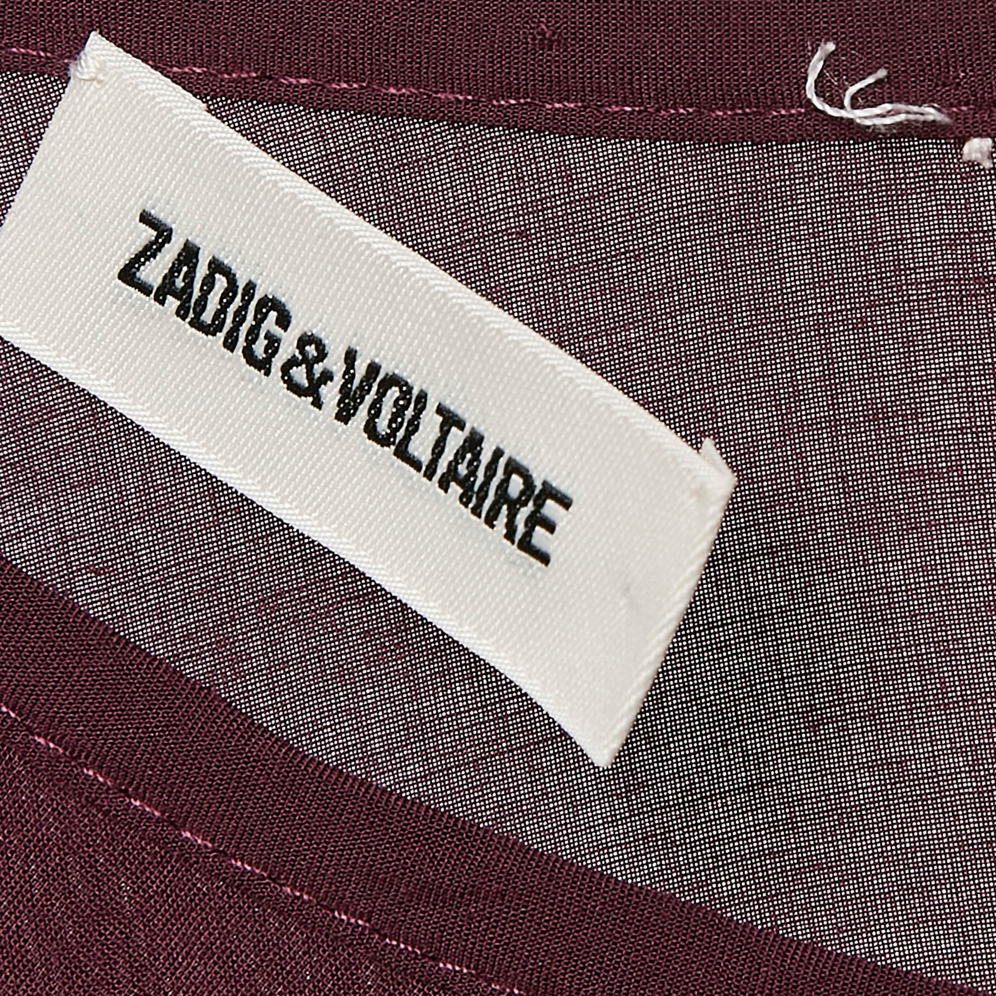 Zadig & Voltaire Burgundy Crepe Ruffled Rousseau Dress S