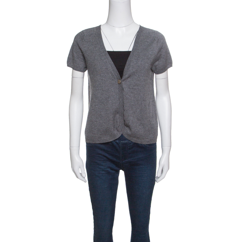 Zadig And Voltaire Grey Studded Short Sleeve Dublini Cardigan M