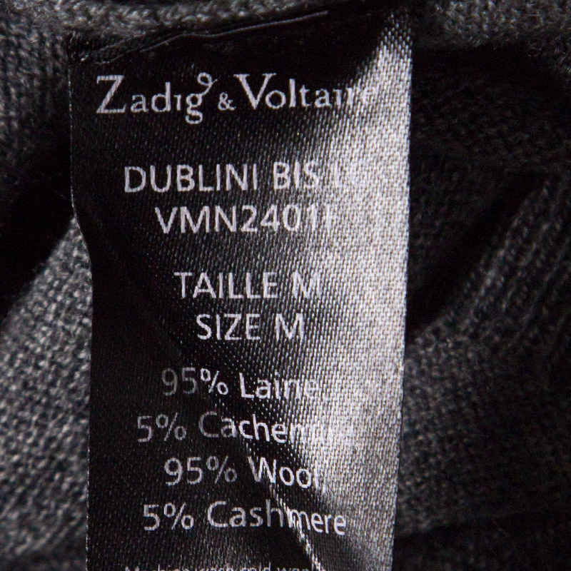 Zadig And Voltaire Grey Studded Short Sleeve Dublini Cardigan M