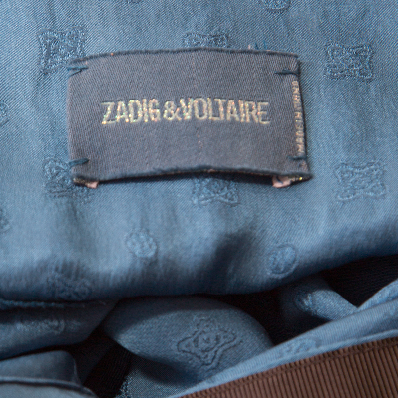 Zadig & Voltaire Prusse Blue Jacquard Motif Silk Tine Jac Blouse S