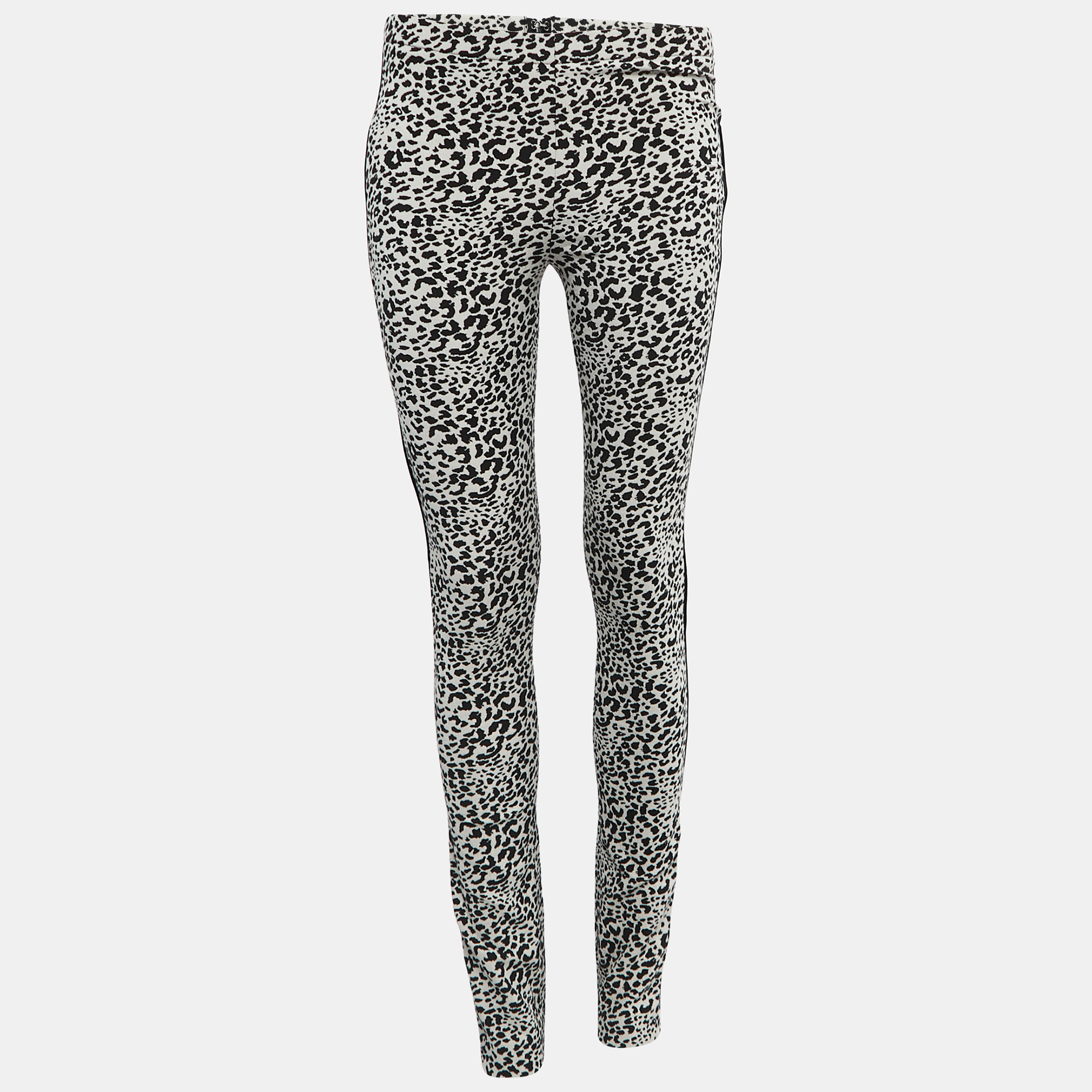 Zadig & Voltaire Black/White Animal Printed Cotton Blend Skinny Pants M