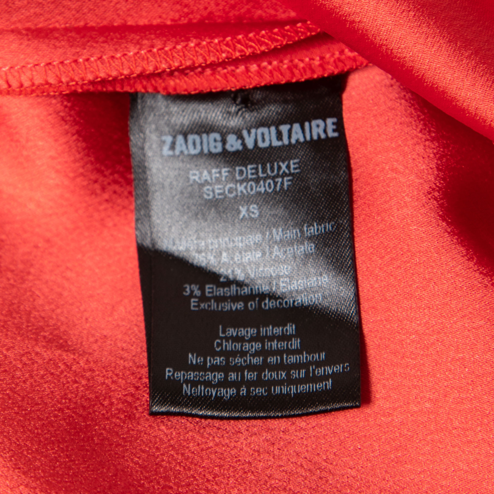 Zadig & Voltaire Deluxe Red Crepe Open Back Mini Shift Dress XS